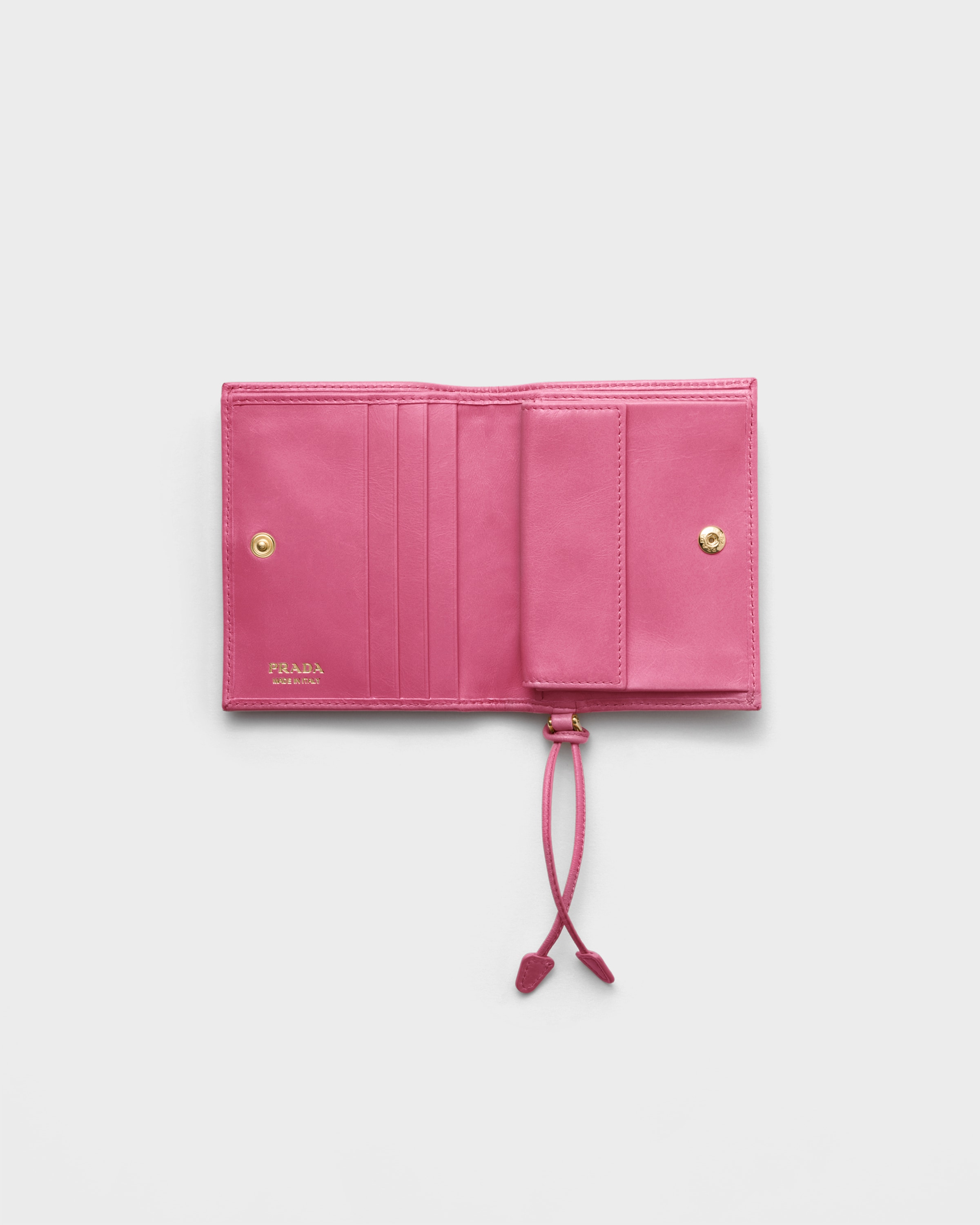 Peony Pink Small leather wallet | PRADA - United States