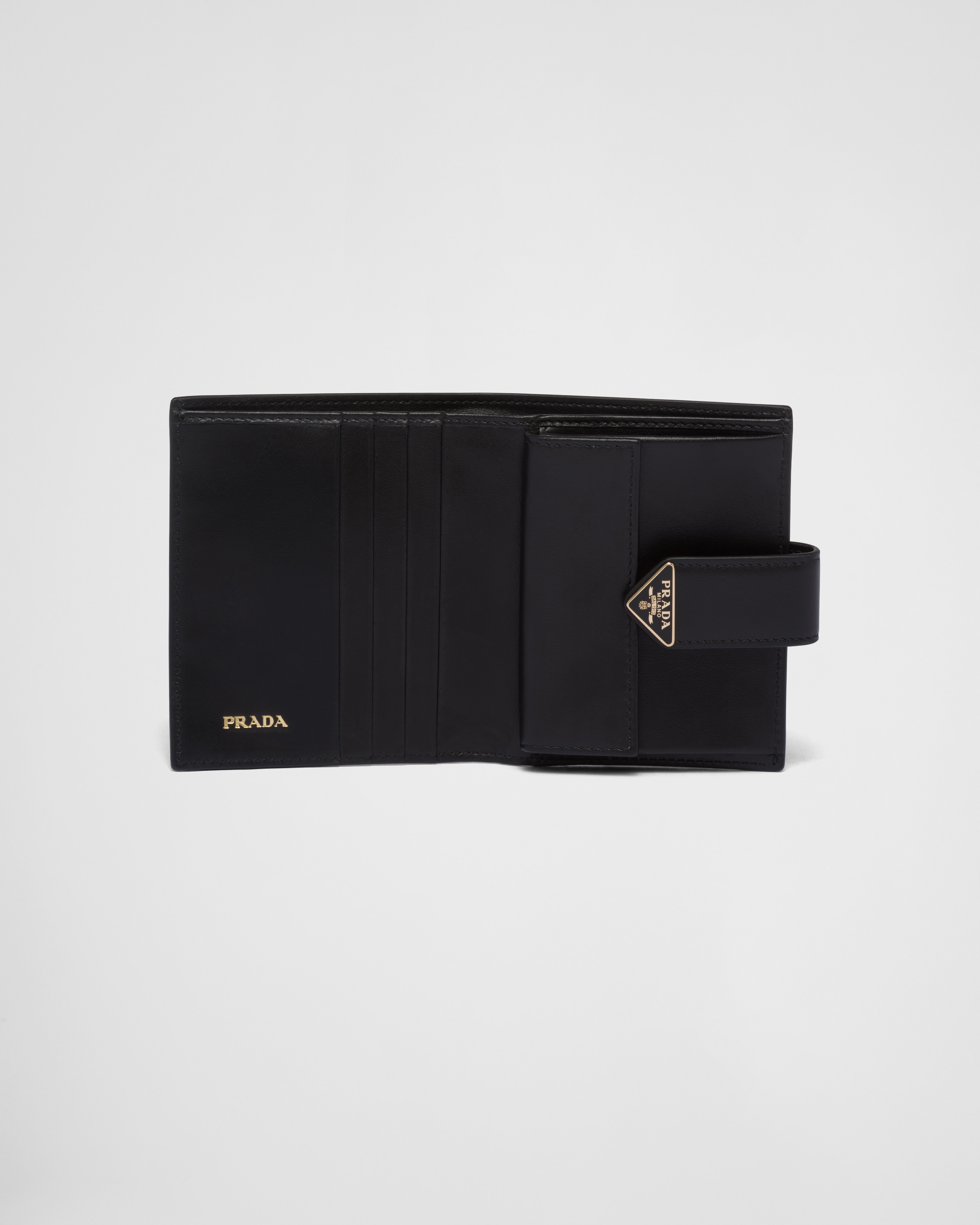 Black Small Saffiano and leather wallet | Prada