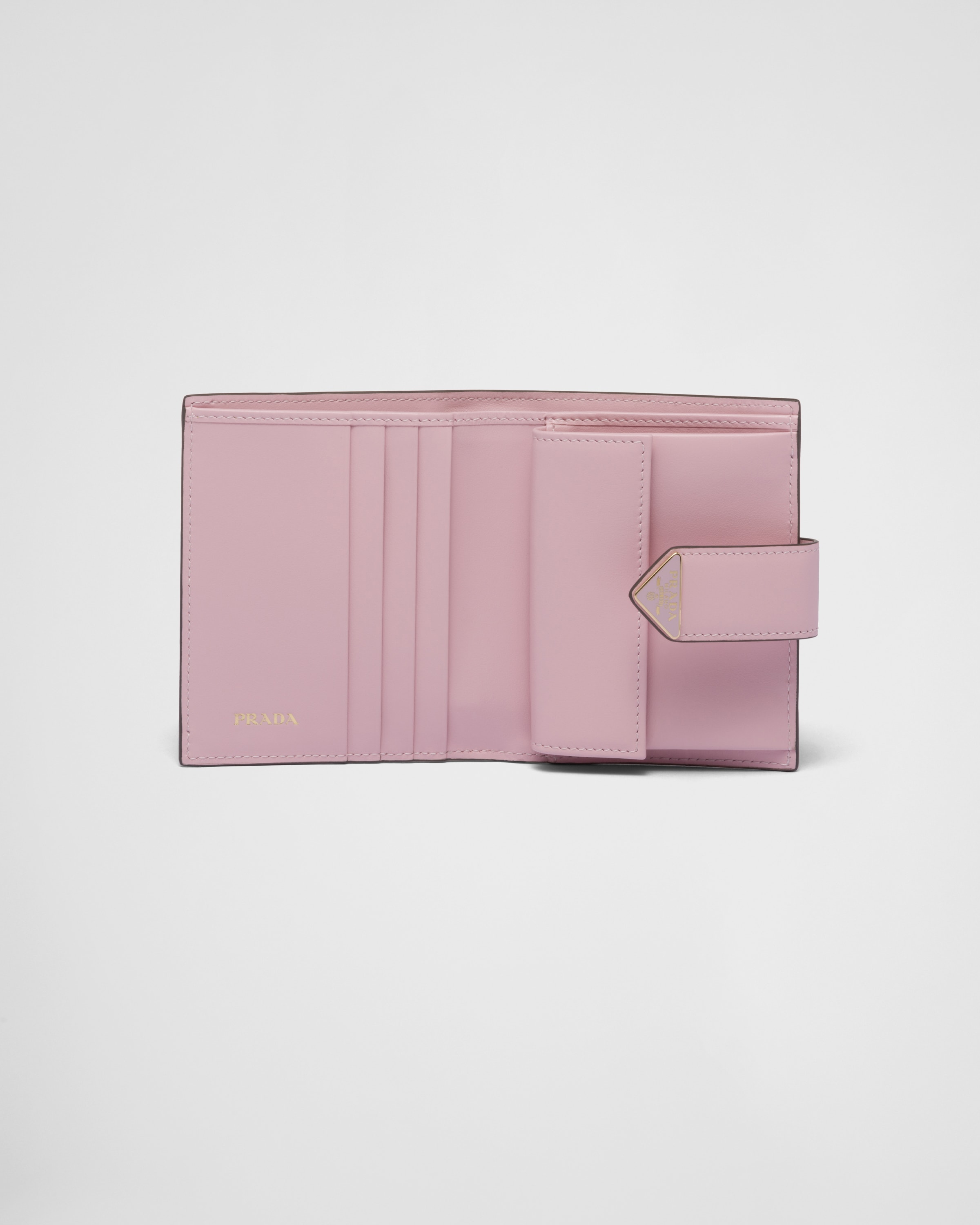 グレー/ピンク サフィアーノタブ 折り財布 | PRADA
