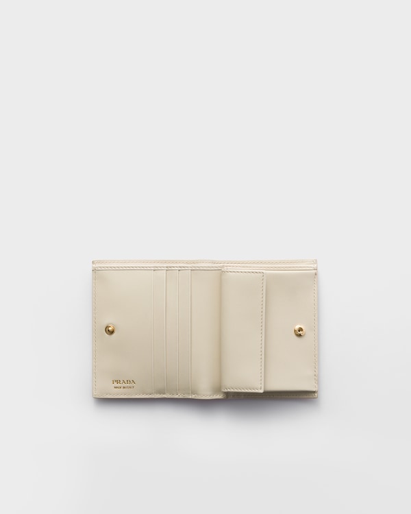 Petit portefeuille en cuir Saffiano à imprimé floral - Blanc Cire Petit portefeuille en cuir Saffiano à imprimé floral - Blanc Cire