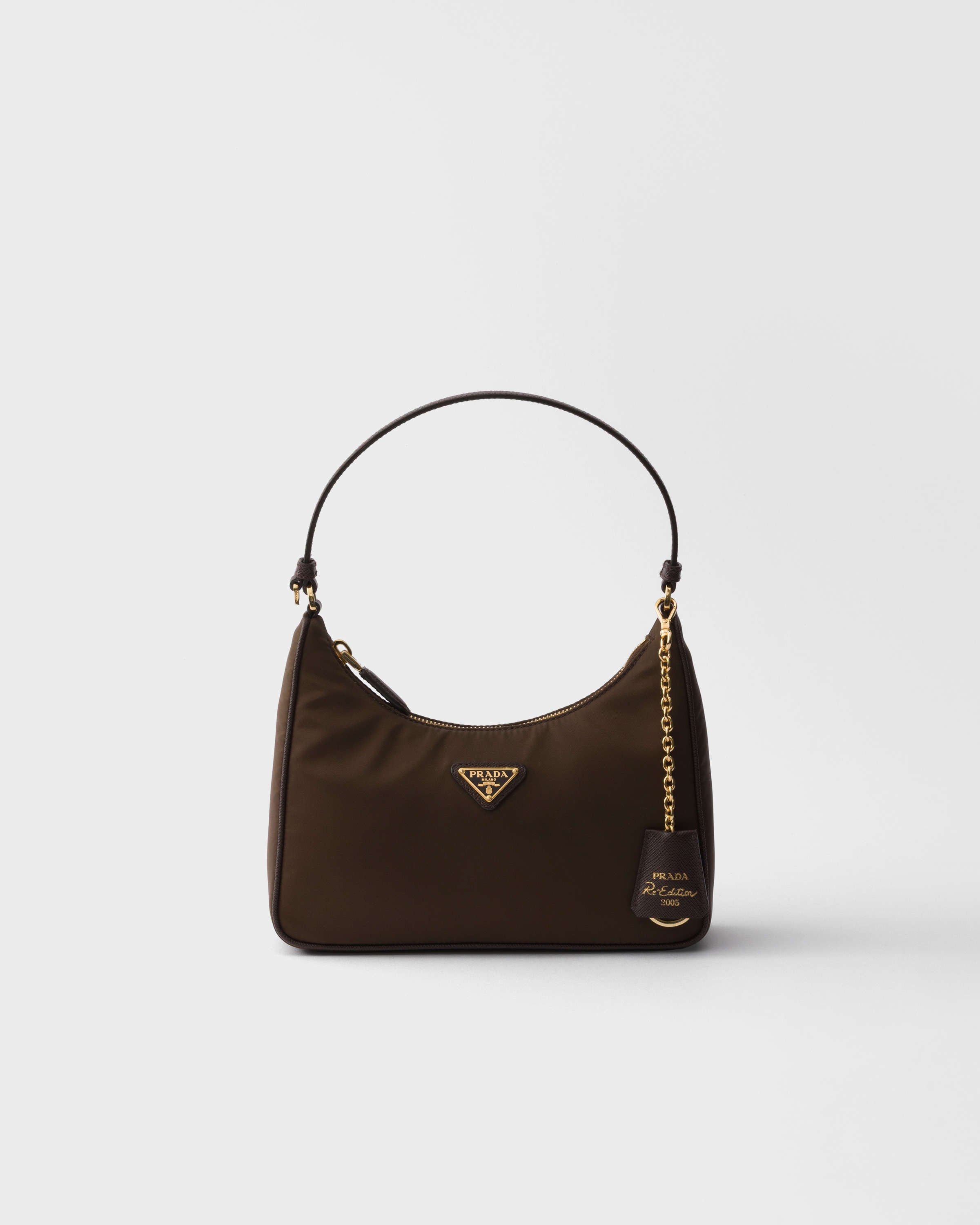 Burnt Brown Prada Re-Edition 2005 Re-Nylon and Saffiano mini bag