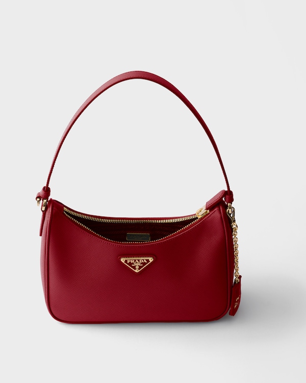 Mini bolsa em couro Saffiano Prada Re-Edition 2005 - Vermelho Flamejante Mini bolsa em couro Saffiano Prada Re-Edition 2005 - Vermelho Flamejante