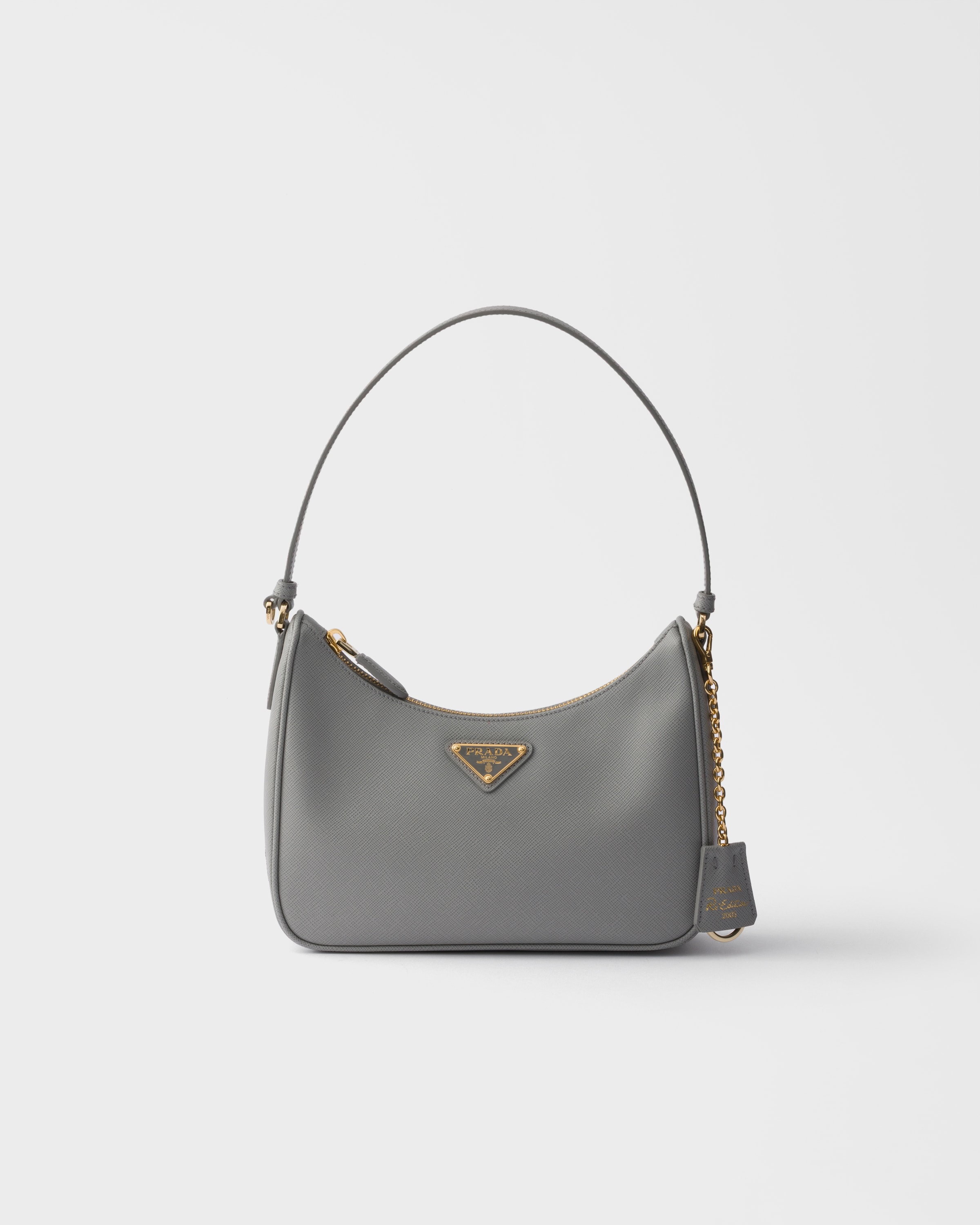 Cloudy Gray Prada Re-Edition 2005 Saffiano leather mini-bag