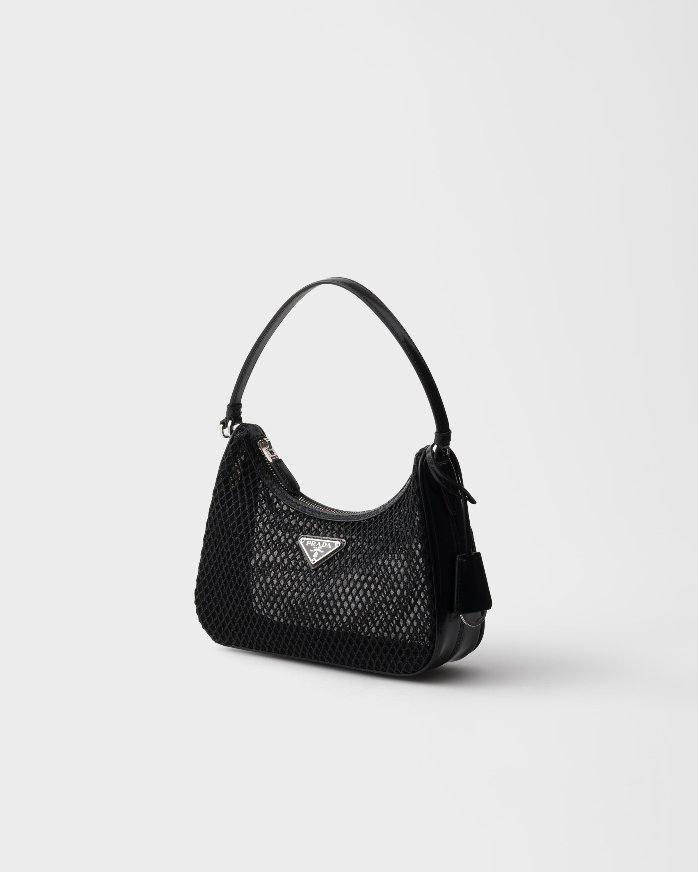 Black Prada Re-Edition 2005 mesh and brushed leather bag | PRADA