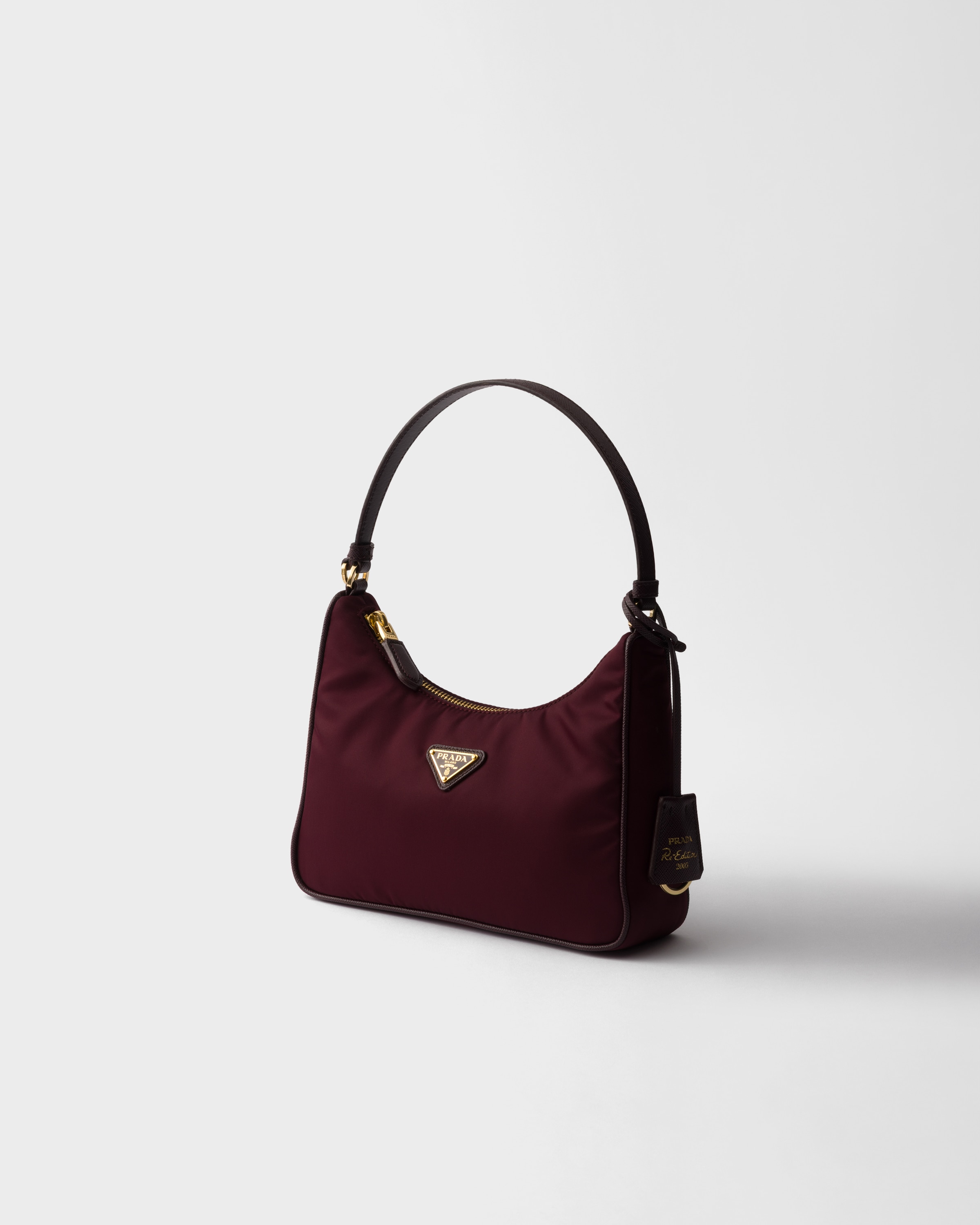 Burgundy Prada Re-Edition 2005 Re-Nylon and Saffiano mini bag