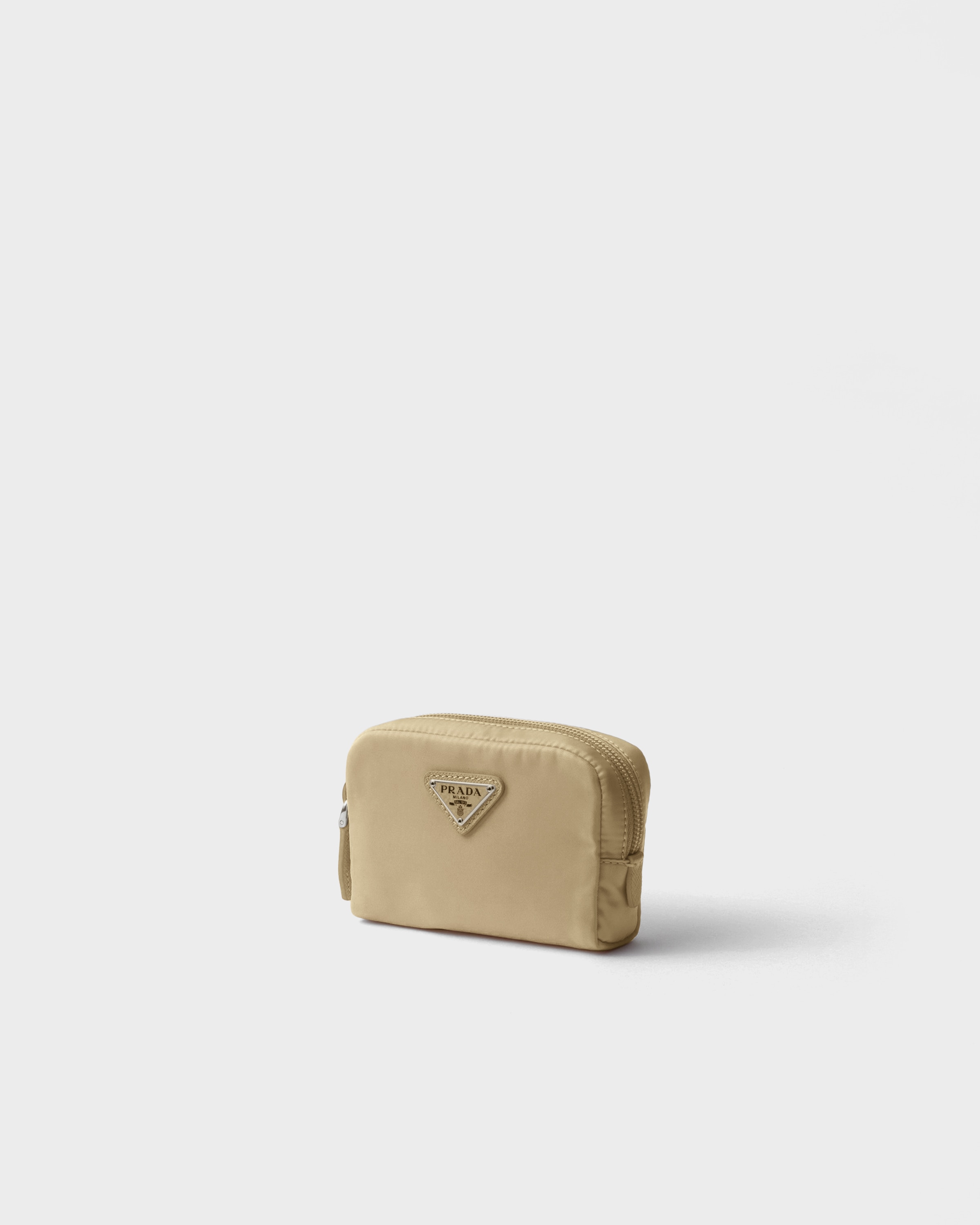 Camel Brown Micro Re-nylon Pouch | PRADA