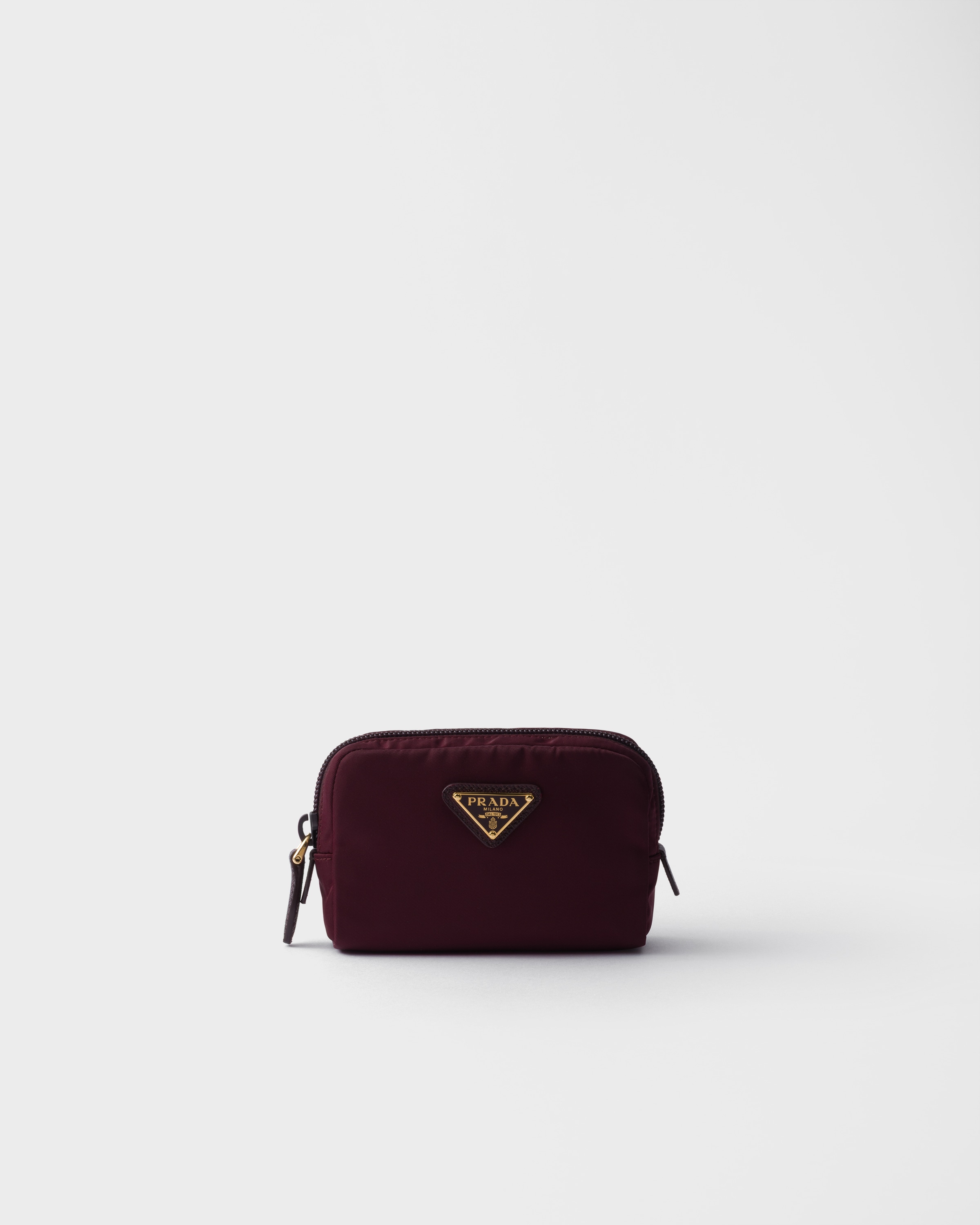 Prada Micro Re-nylon Pouch In Burgundy