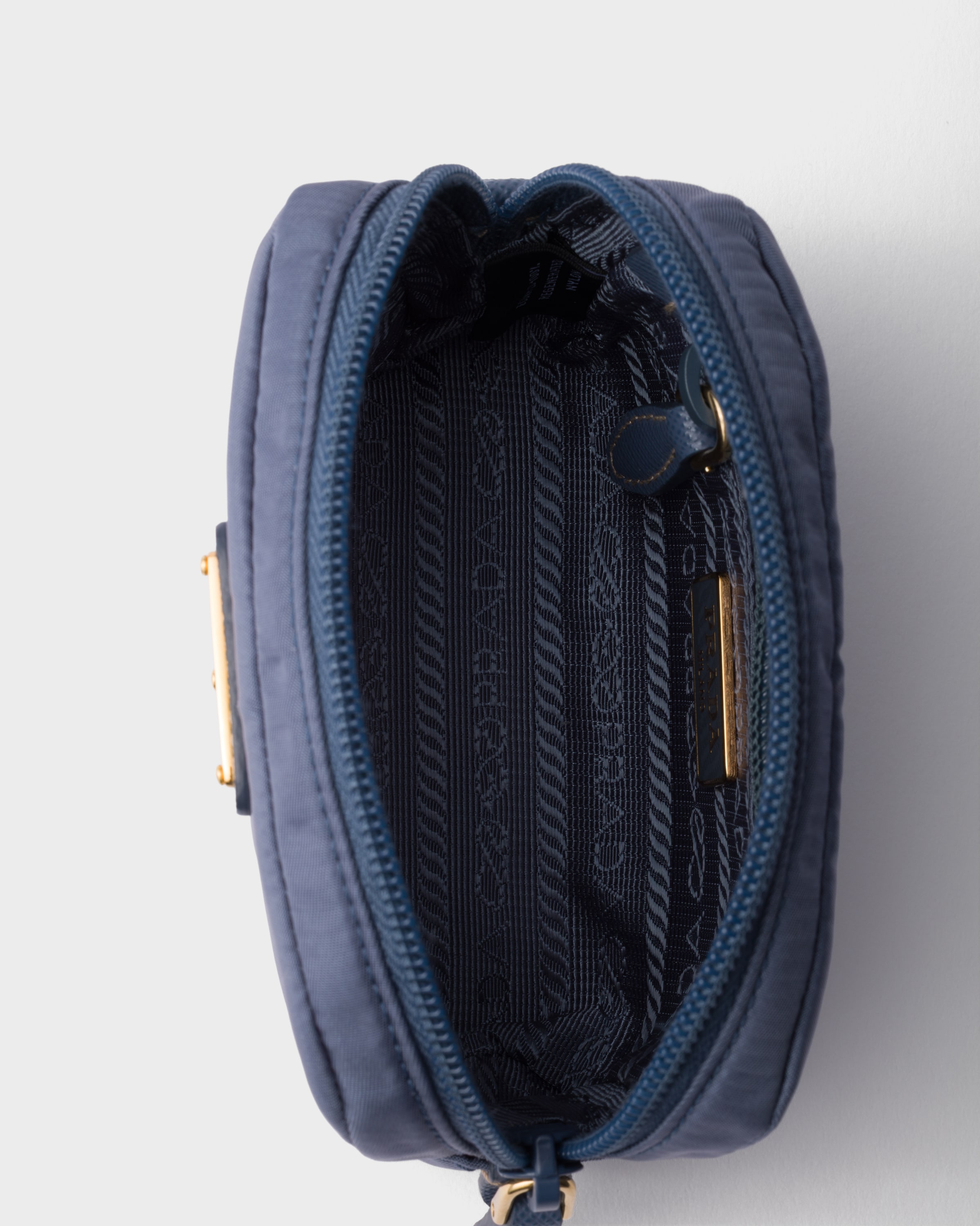 Aviation Blue Micro Re-Nylon pouch | PRADA - United States