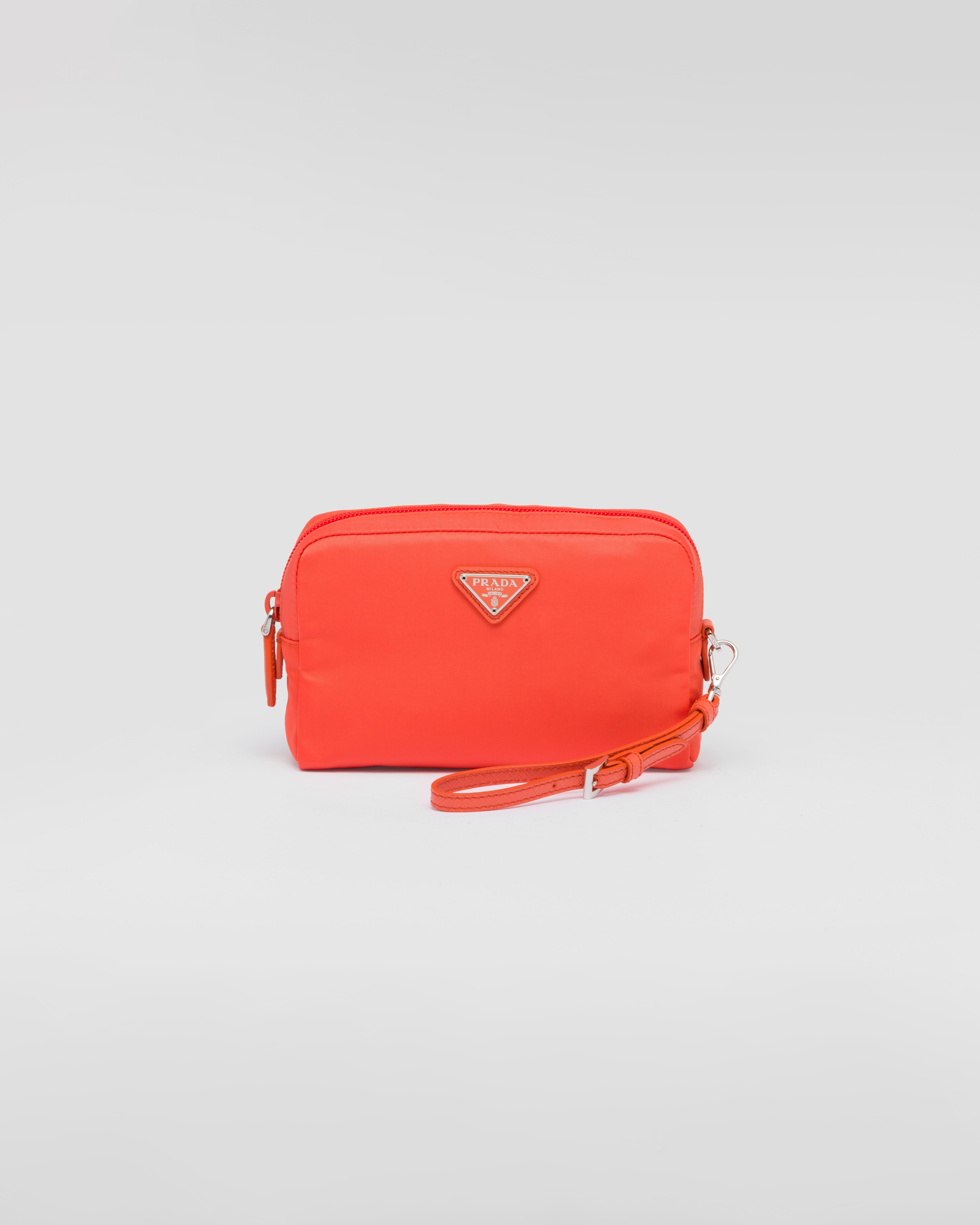 Prada Orange Tessuto Nylon Wristlet Pochette Bag