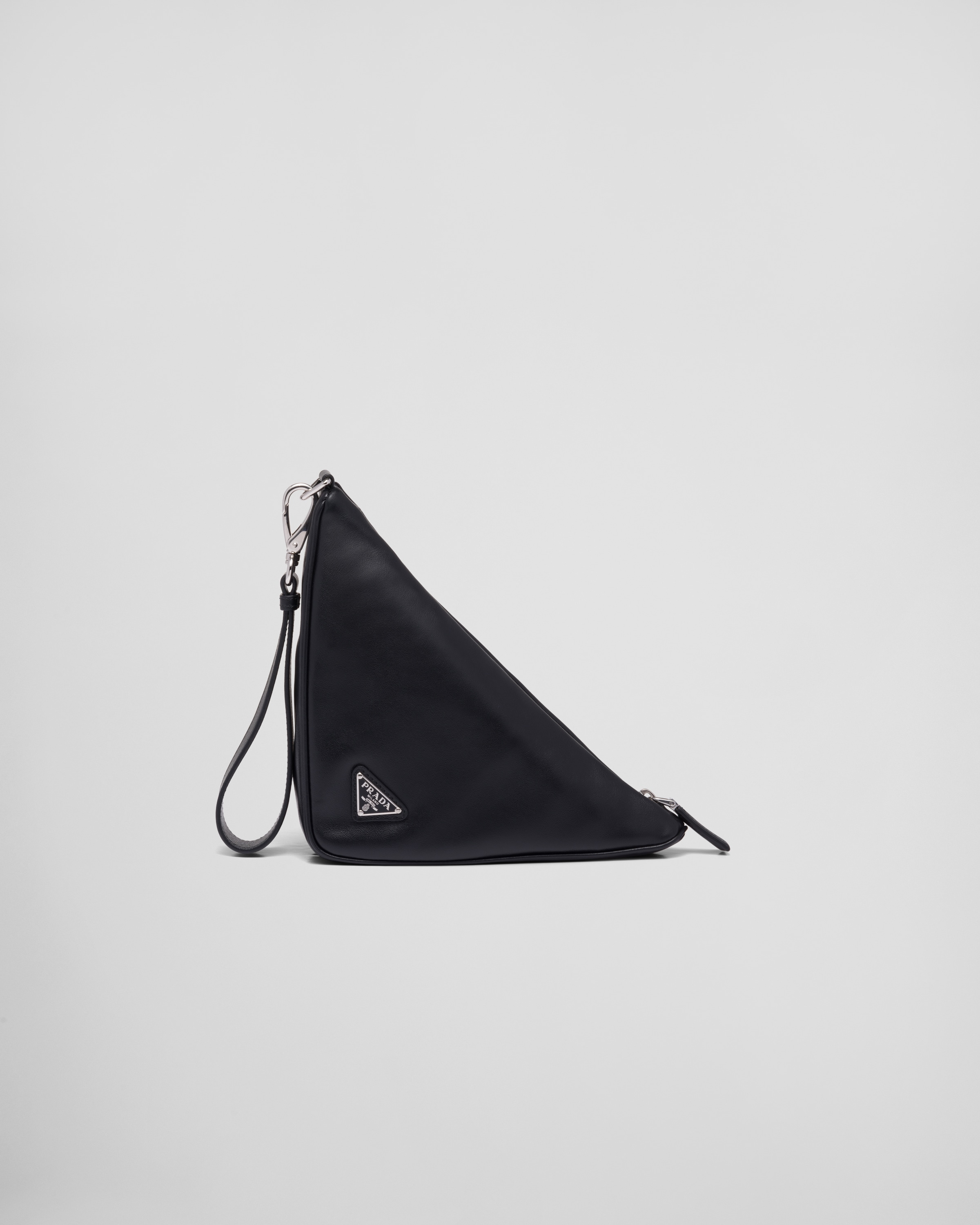 Black Leather Prada Triangle pouch | Prada