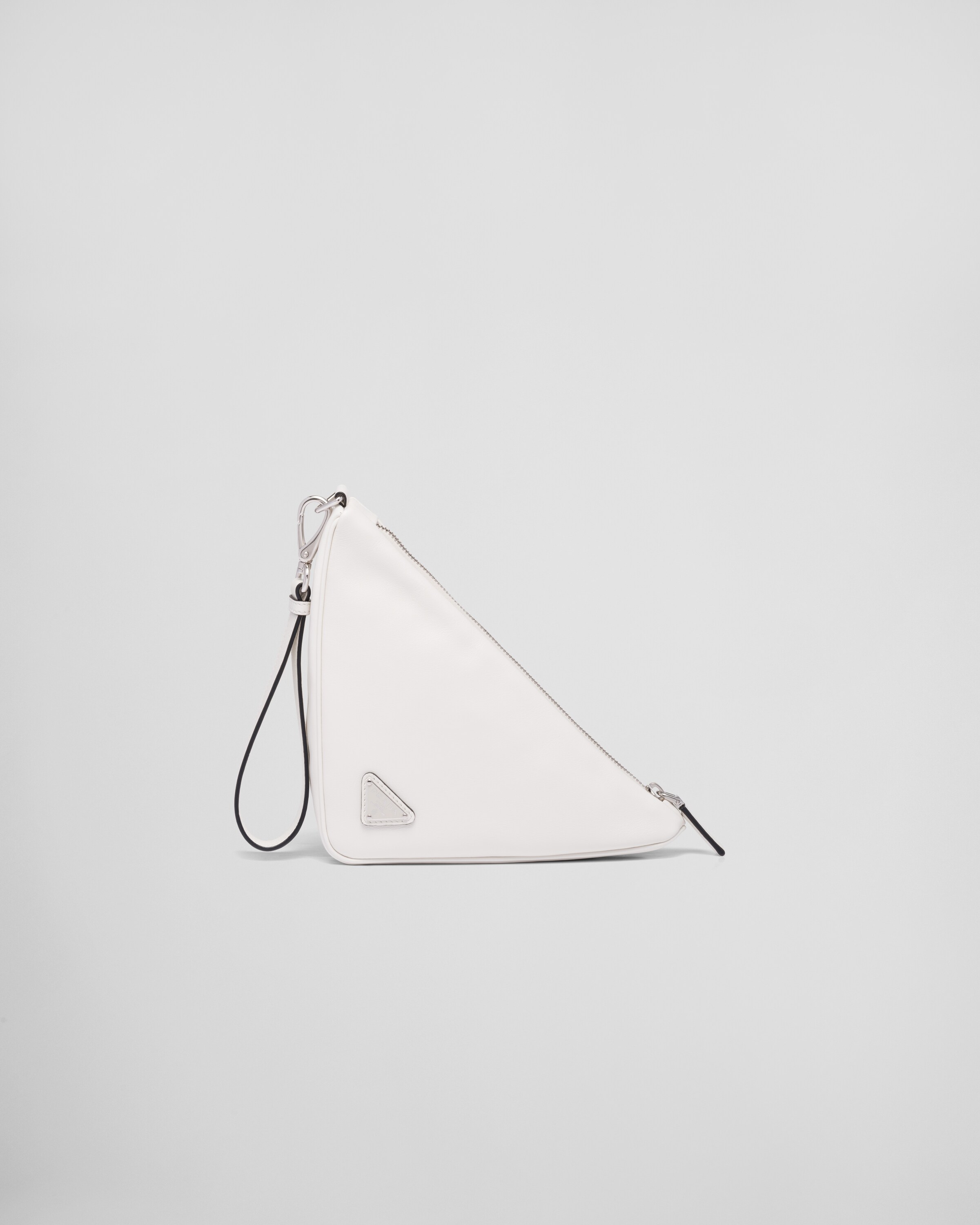 White Leather Prada Triangle pouch | Prada