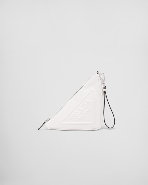 White Leather Prada Triangle pouch | Prada