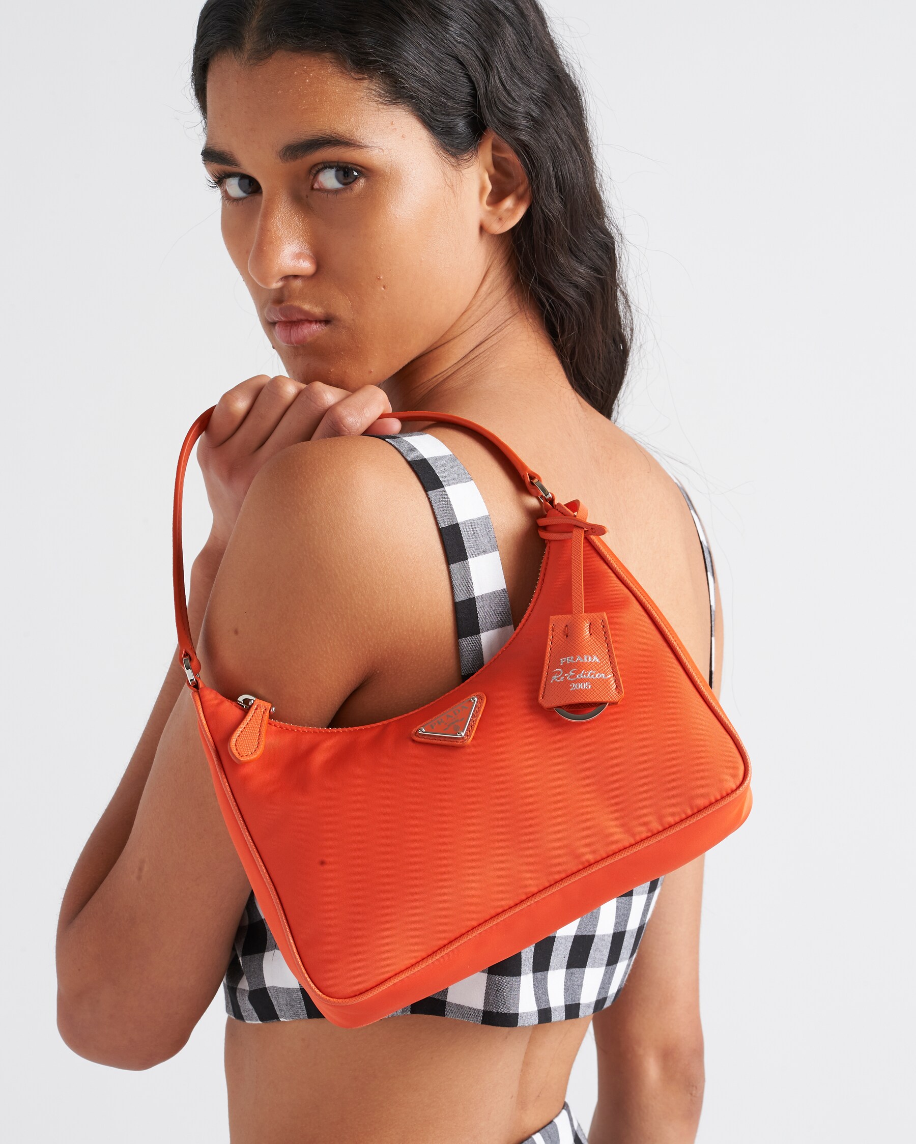 Prada Mini Collection Orange Prada Re-edition 2005 Re-nylon And Saffiano Mini Bag | PRADA