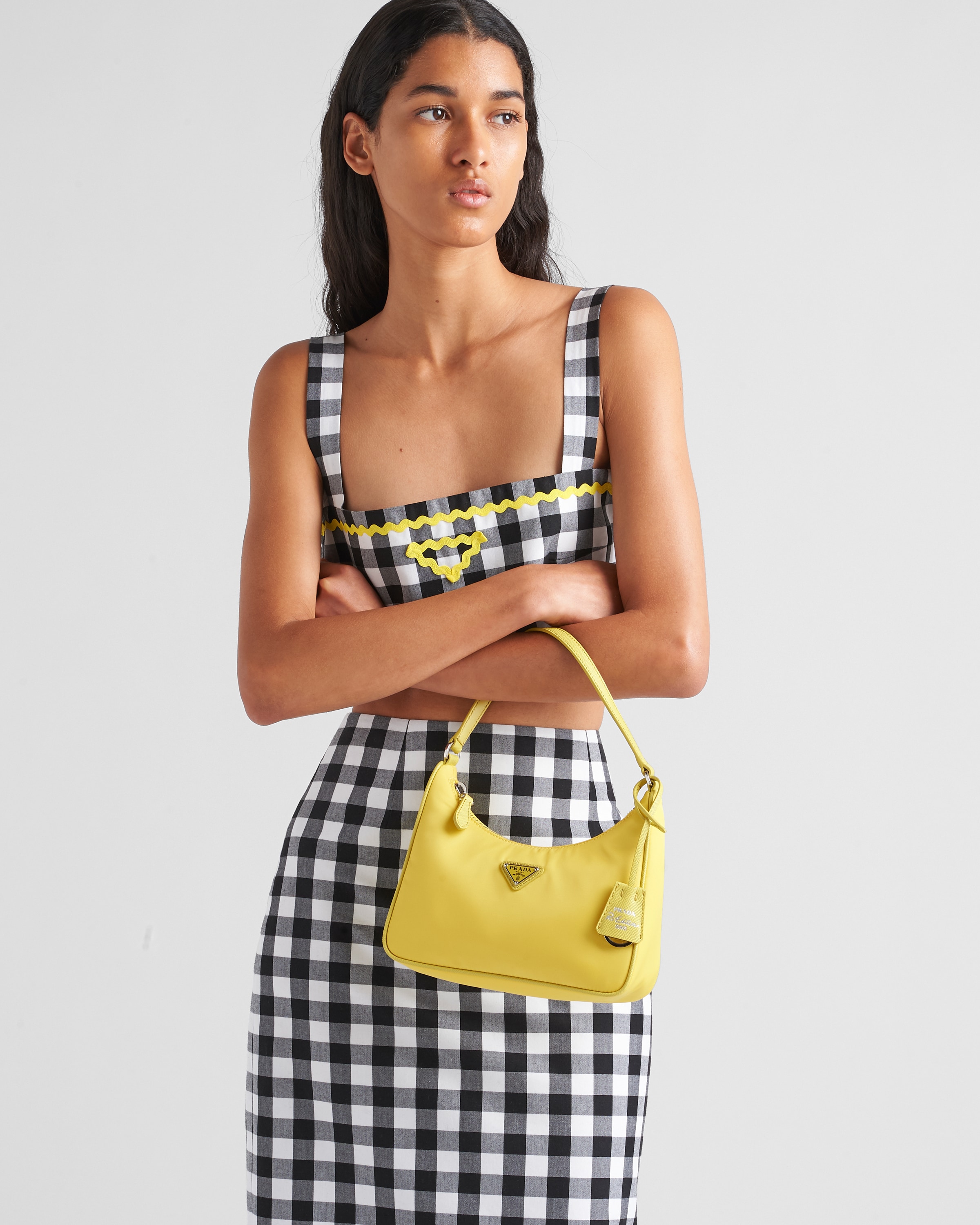Citron Yellow Prada Re edition 2005 Re nylon And Saffiano Mini Bag PRADA