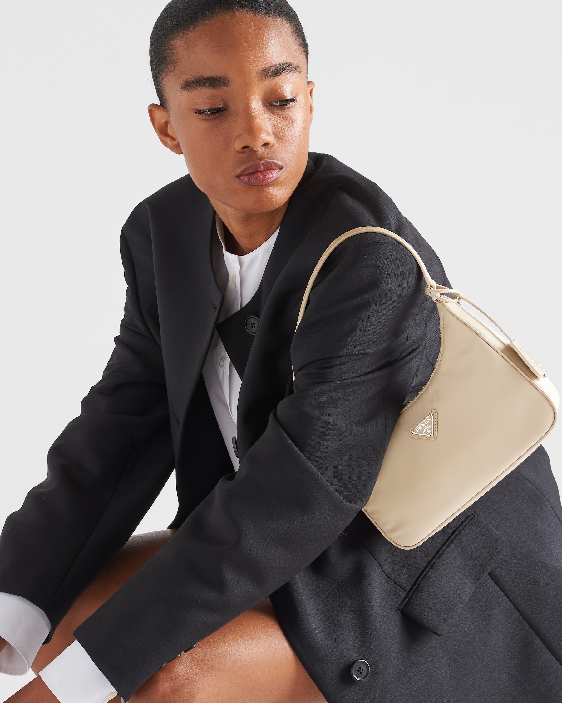 Prada R Desert Beige Prada Re-edition 2005 Re-nylon And Saffiano Mini Bag ...