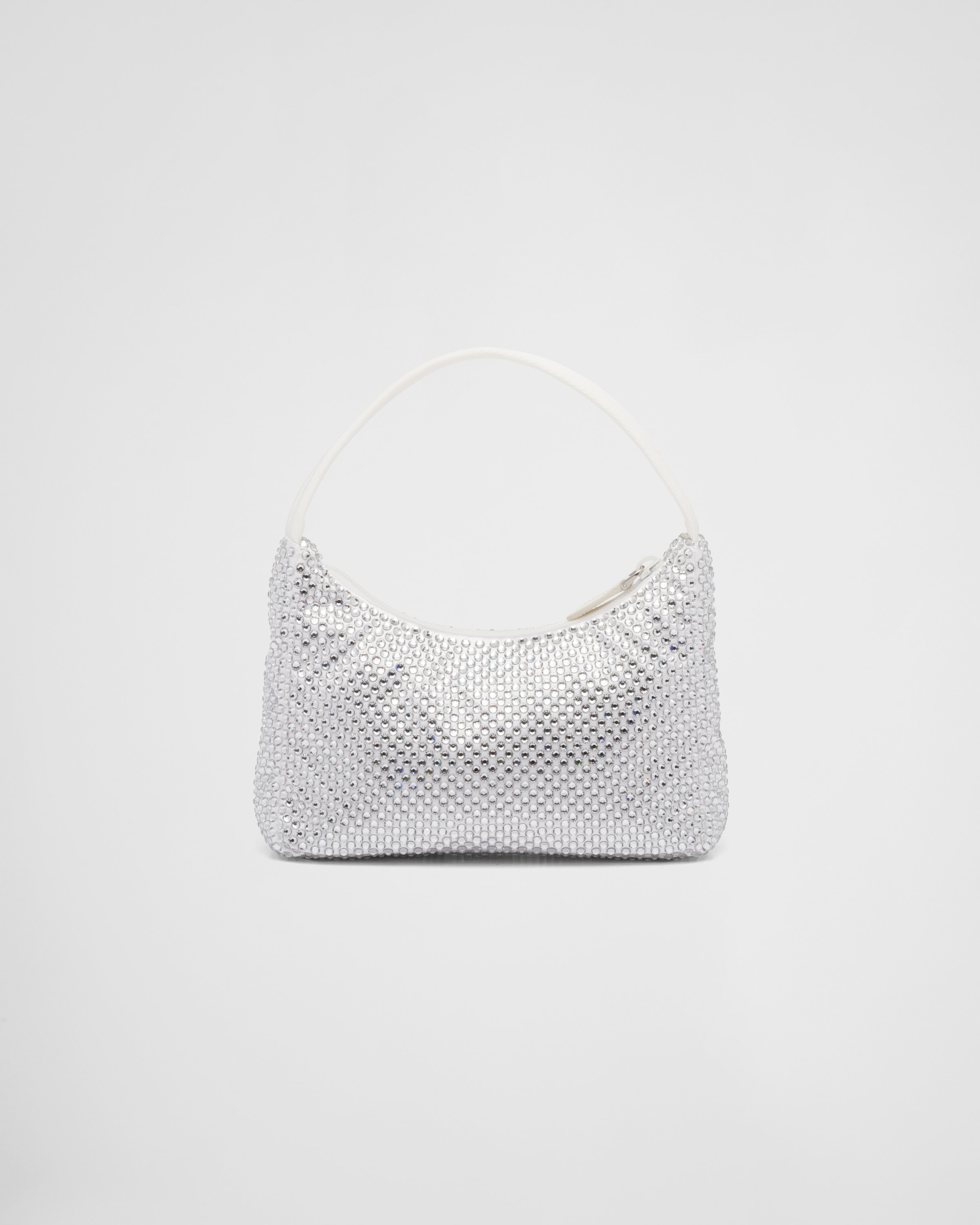 White Satin mini-bag with artificial crystals | Prada