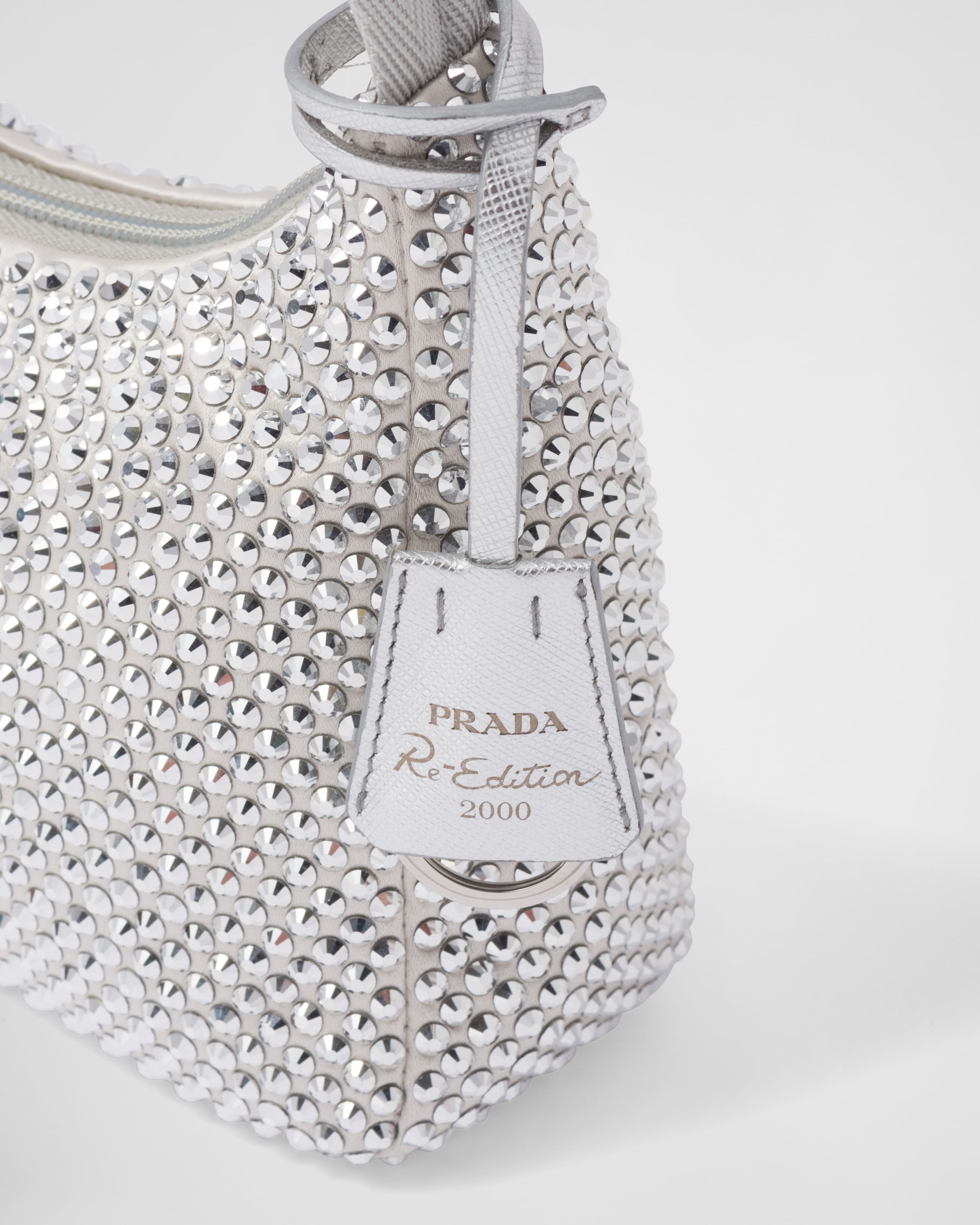 Silver Satin Mini bag With Artificial Crystals Prada silver-satin-mini-bag-with-artificial-crystals-prada