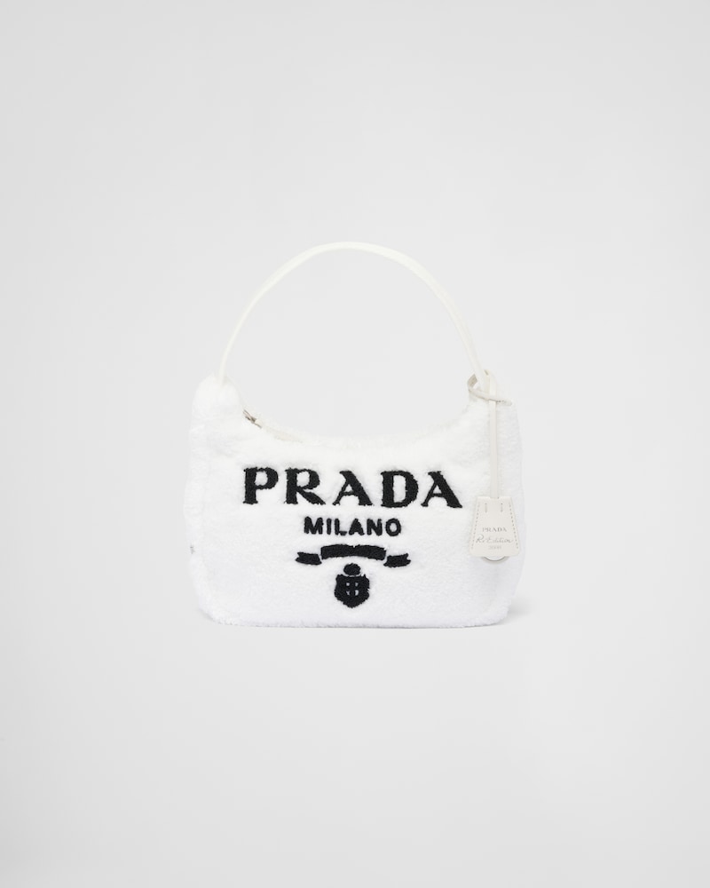 프라다 미니백 Prada Re-Edition 2000 terry mini-bag,White/Black