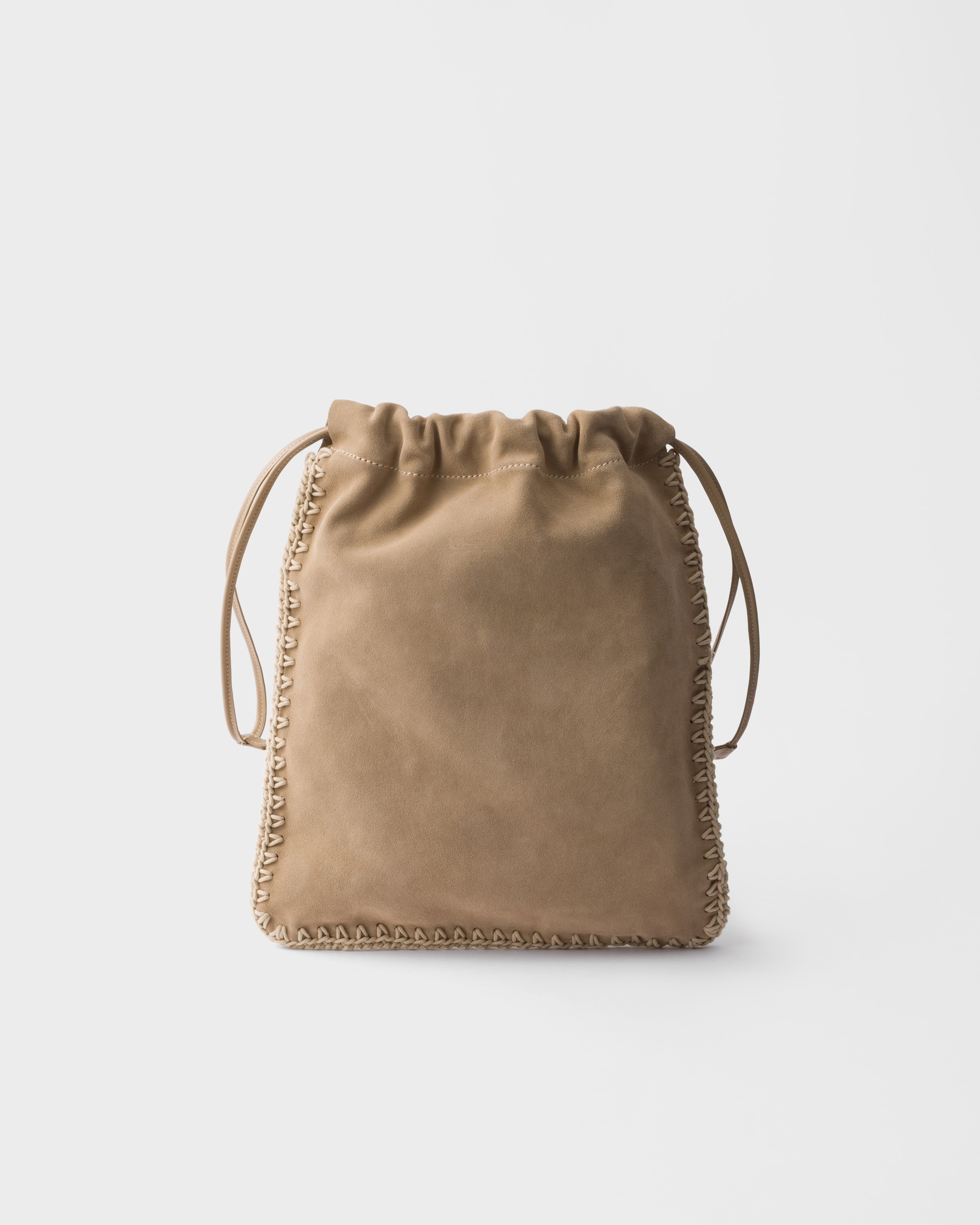 Desert Beige Prada Wish suede pouch | PRADA - United States
