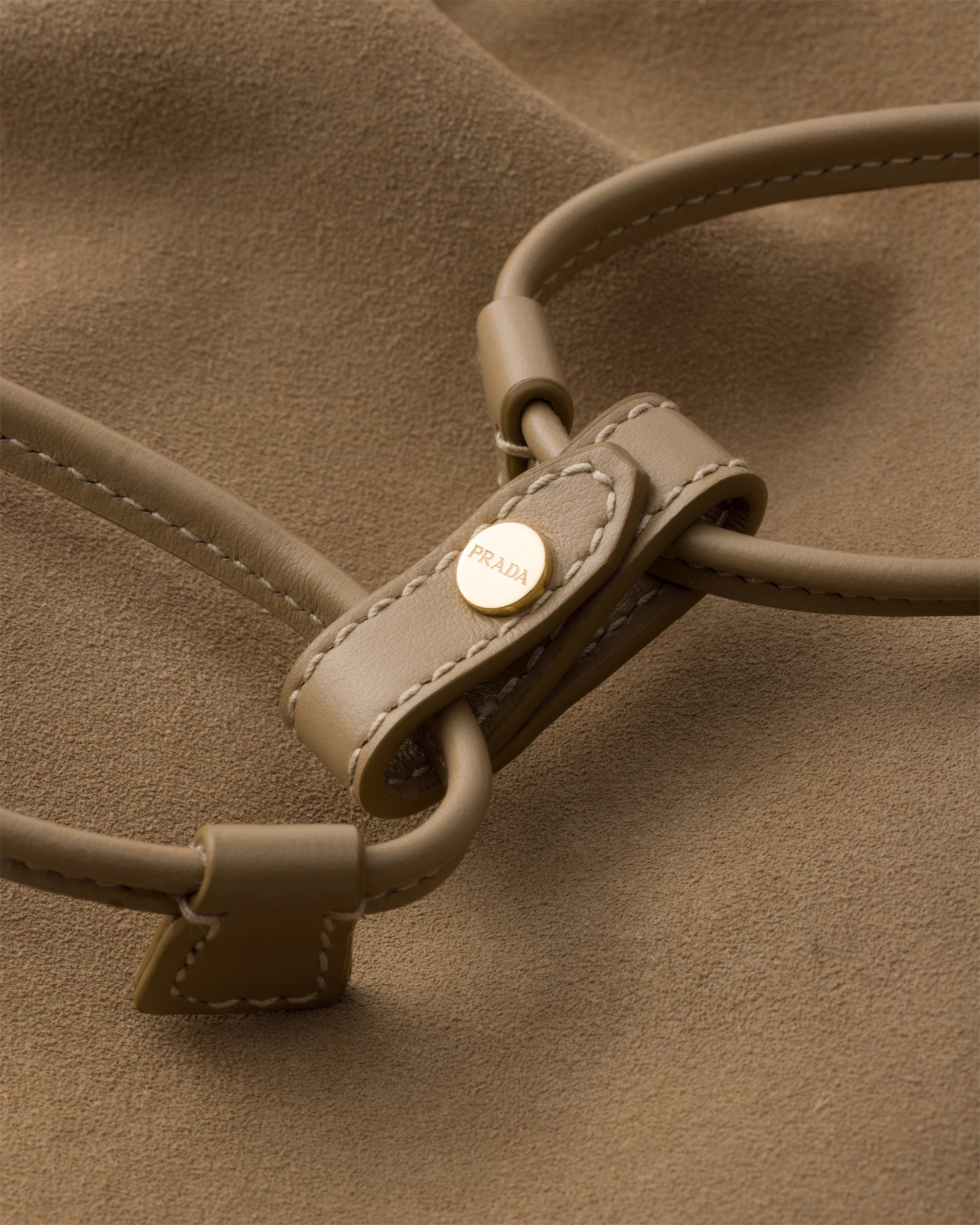 Desert Beige Prada Wish suede pouch | PRADA - United States