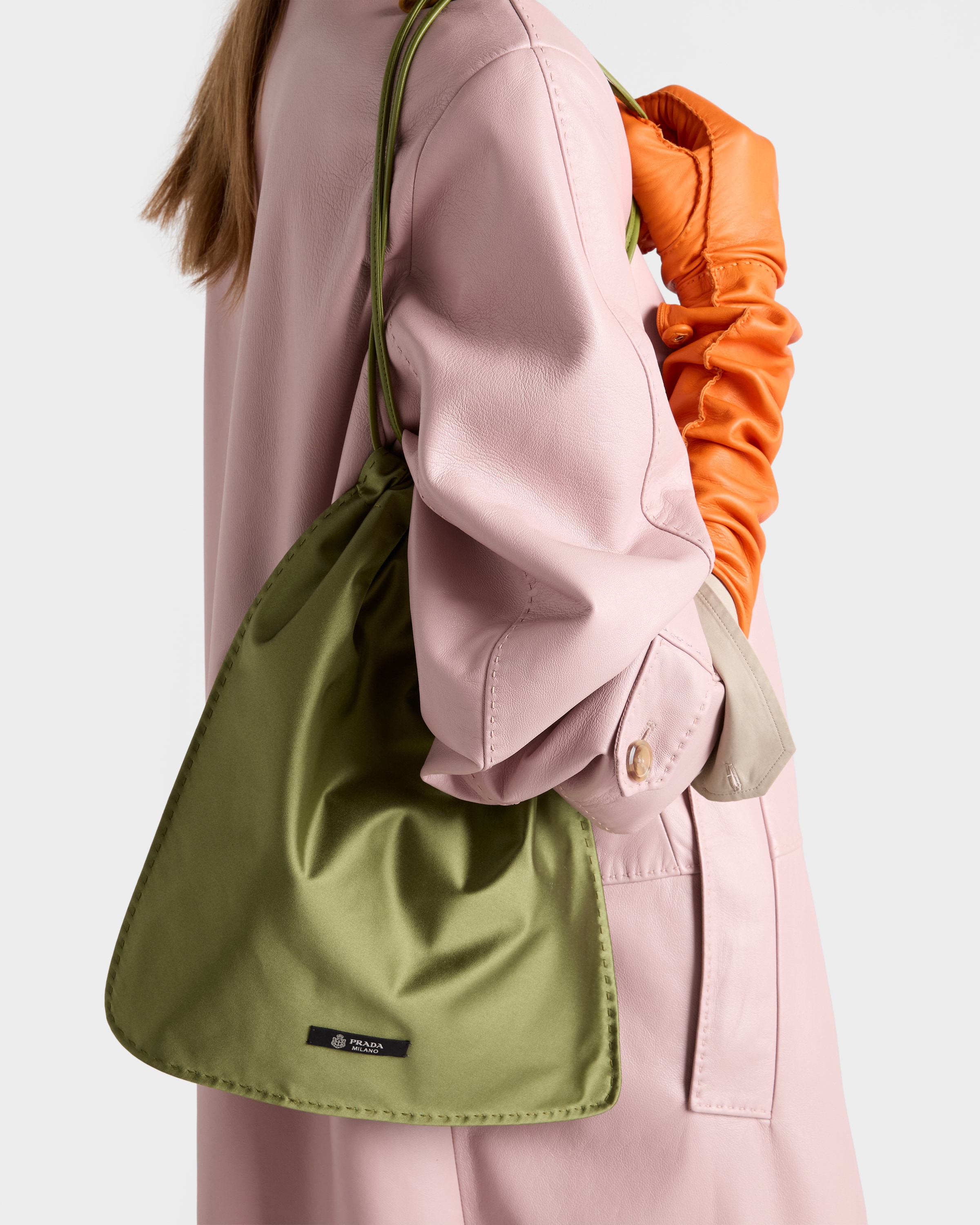 Ivy Green Prada Wish Silk Duchesse Pouch | PRADA