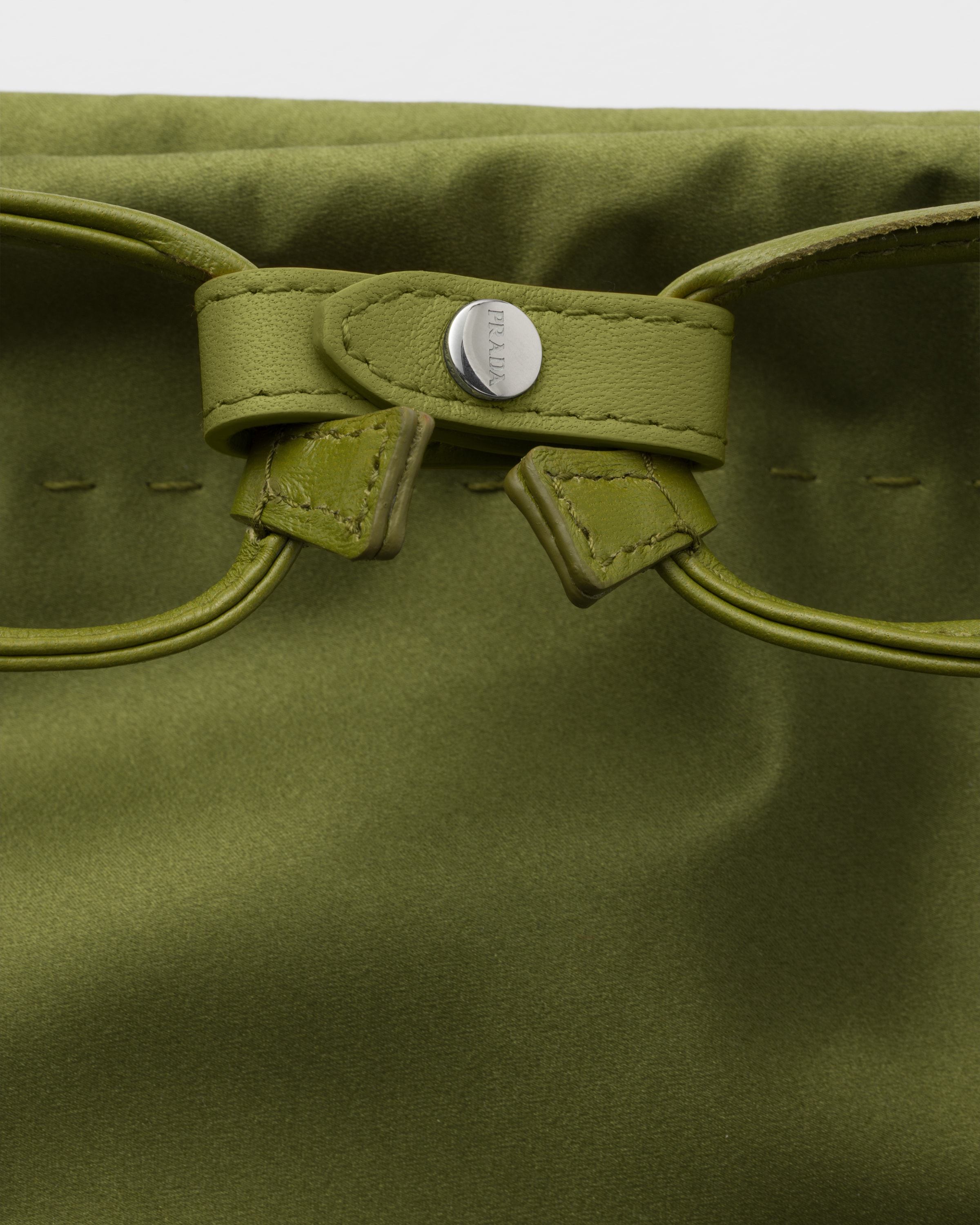 Ivy Green Prada Wish Silk Duchesse Pouch | PRADA