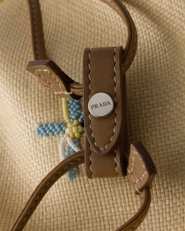 Pochette Prada Wish en toile brodée - Naturel Pochette Prada Wish en toile brodée - Naturel