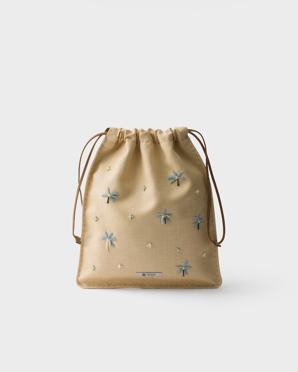 Pochette Prada Wish en toile brodée - Naturel Pochette Prada Wish en toile brodée - Naturel