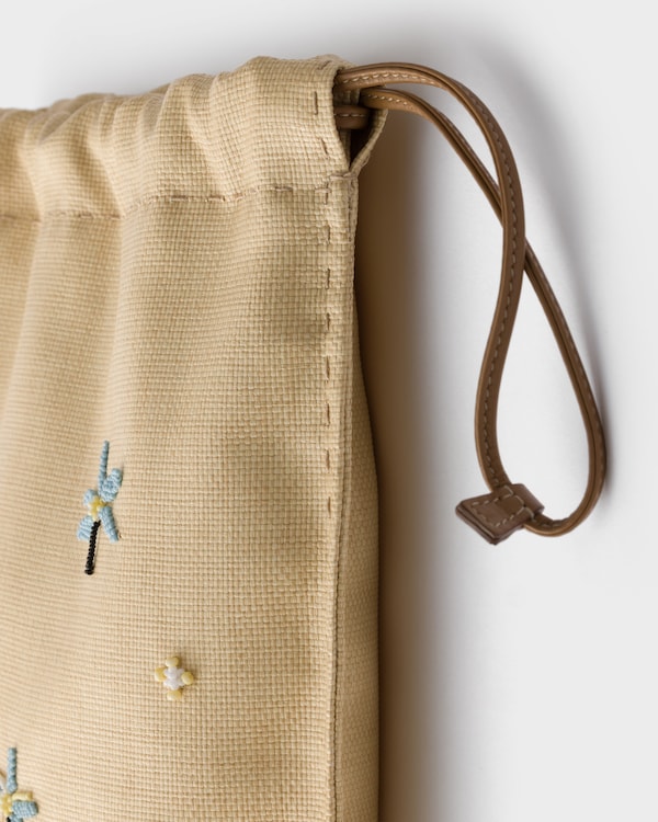 Pochette Prada Wish en toile brodée - Naturel Pochette Prada Wish en toile brodée - Naturel