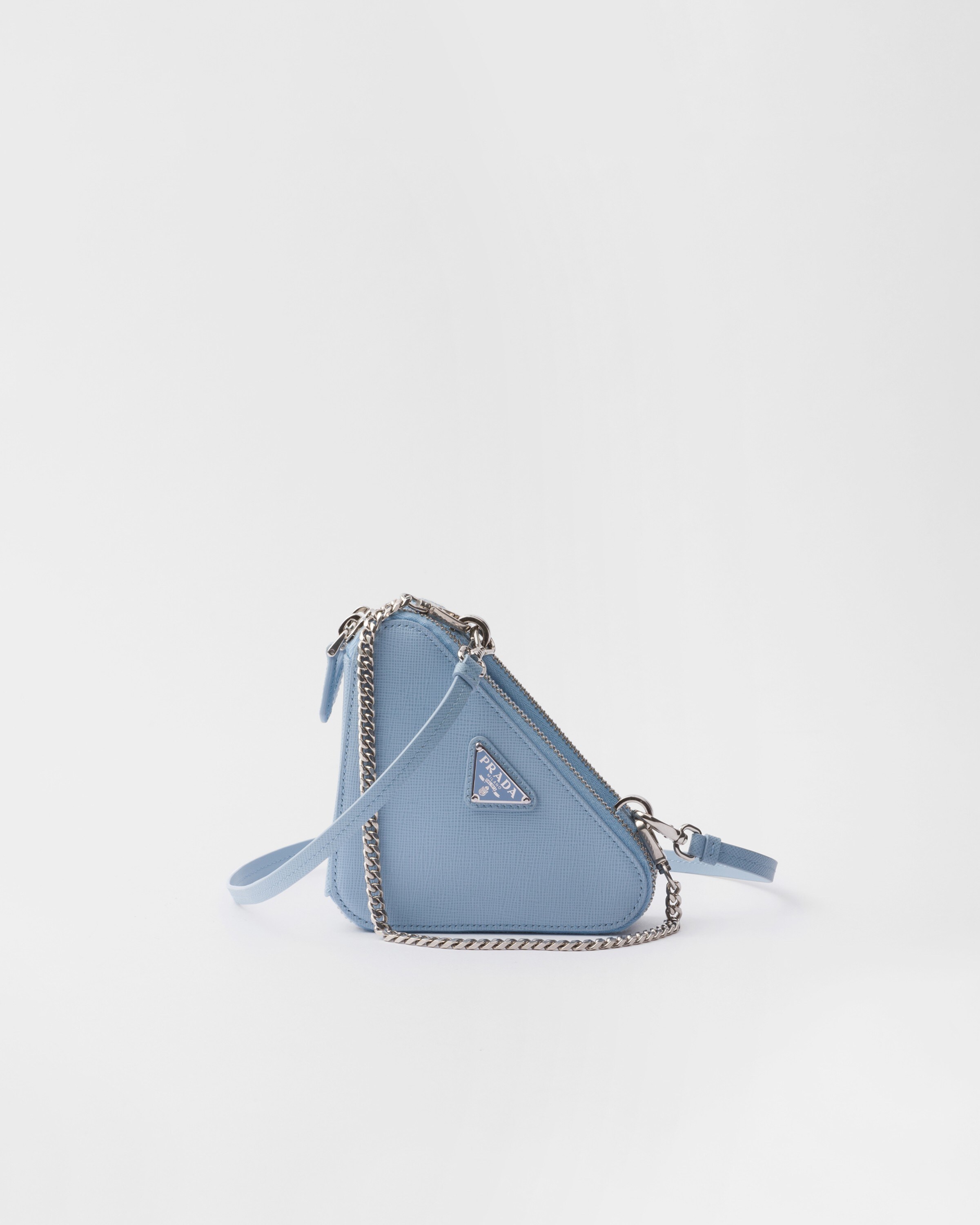 Light Blue Saffiano Leather Mini Pouch PRADA
