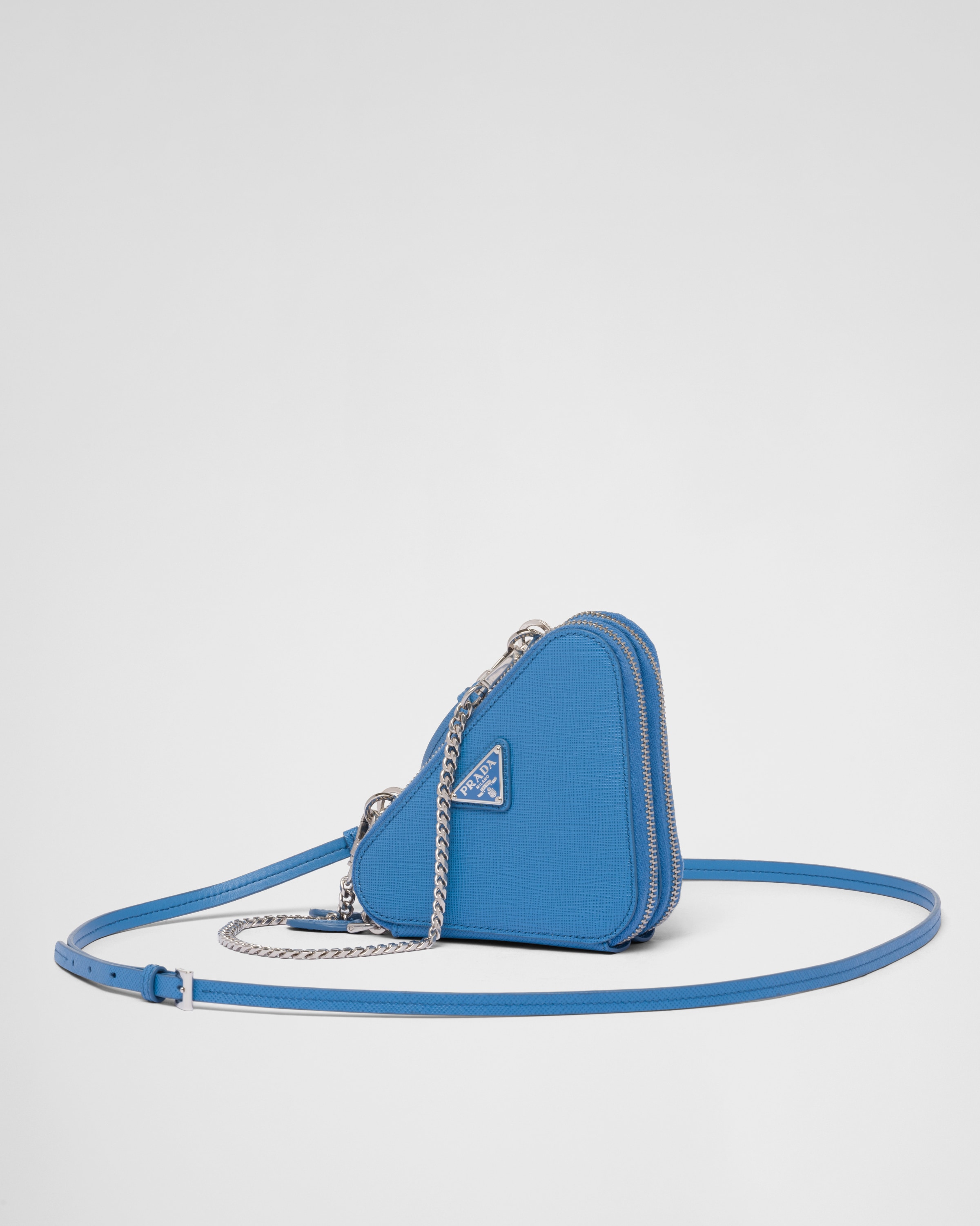 Prada Saffiano Leather Mini Shoulder Bag in Blue