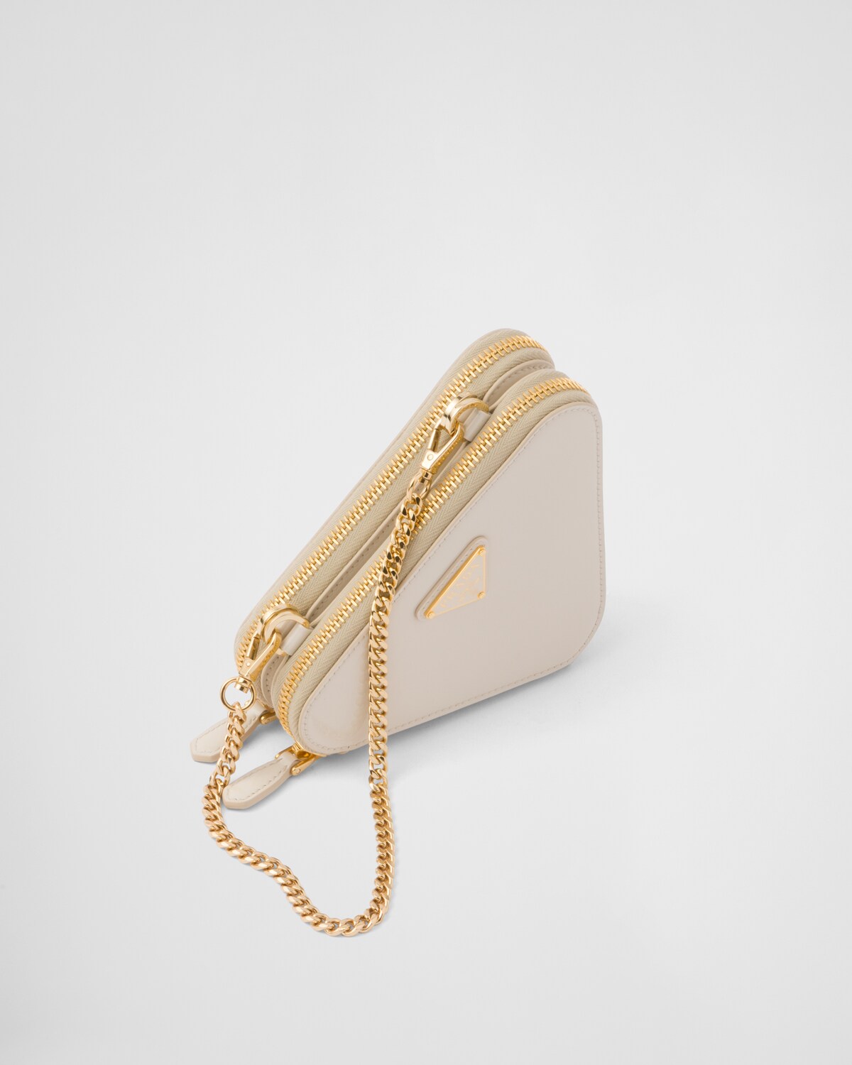 Ivory Triangular Patent Leather Mini Pouch | PRADA