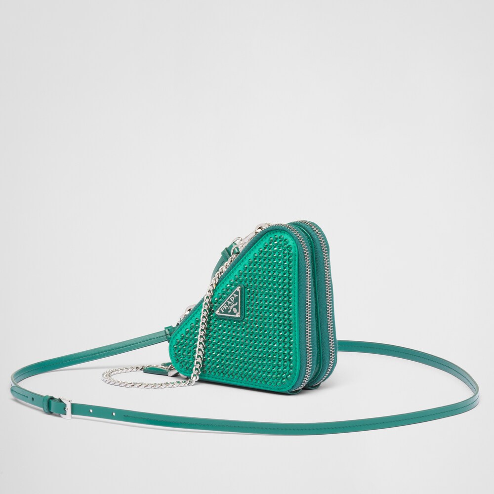 Prada Embellished satin and leather mini-pouch 1