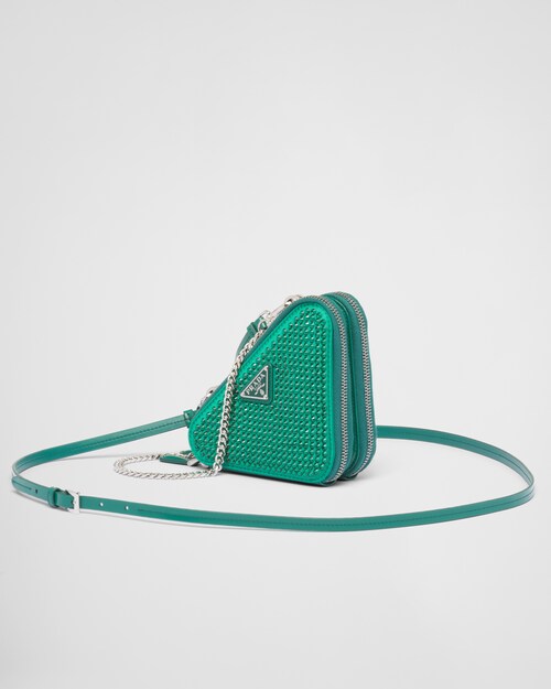 Prada Embellished satin and leather mini-pouch 1