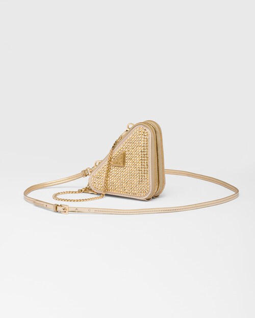 Prada Mini pochette ornementée en cuir et satin 1