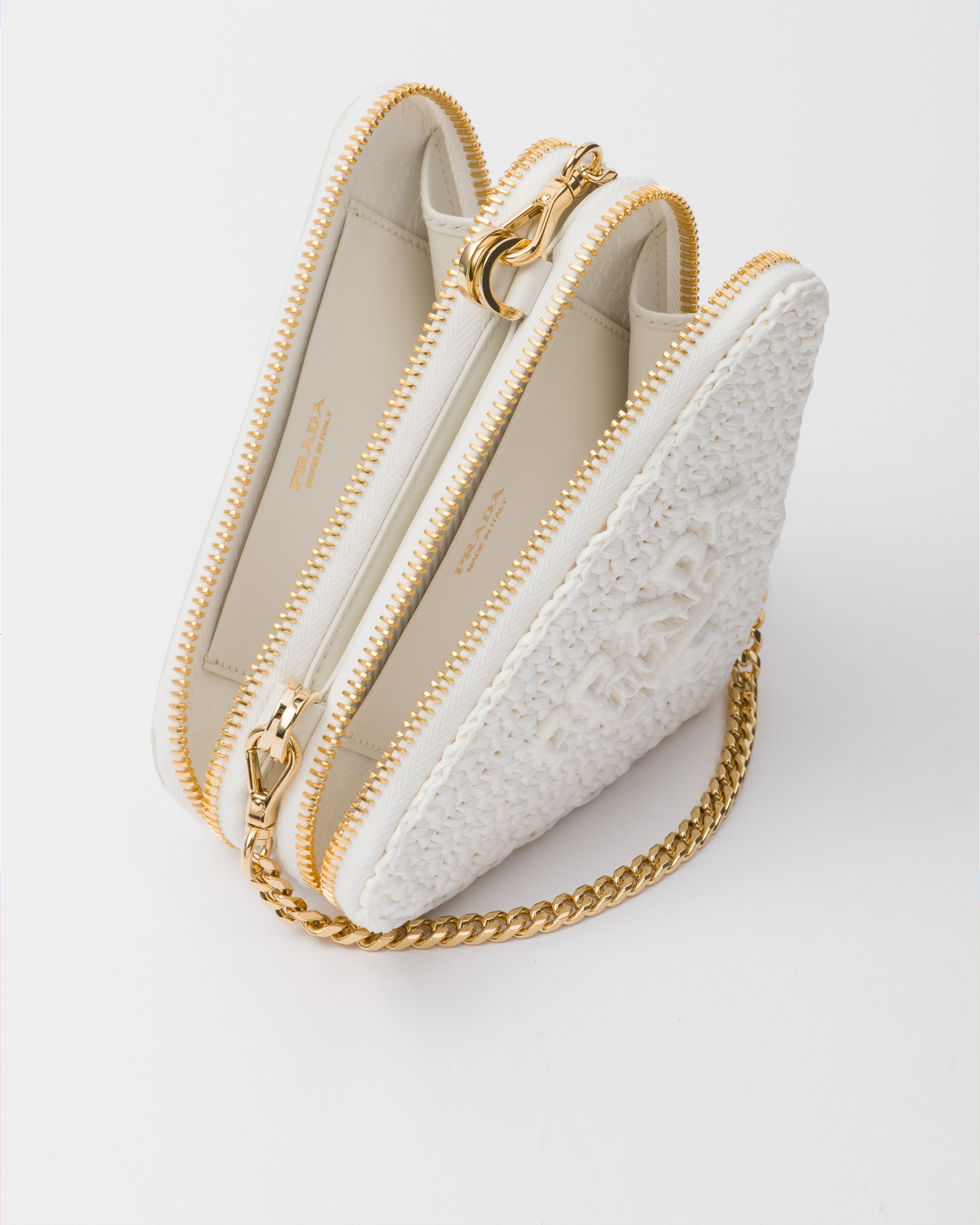 Shop Prada Mini-pouch Aus Webstoff In White