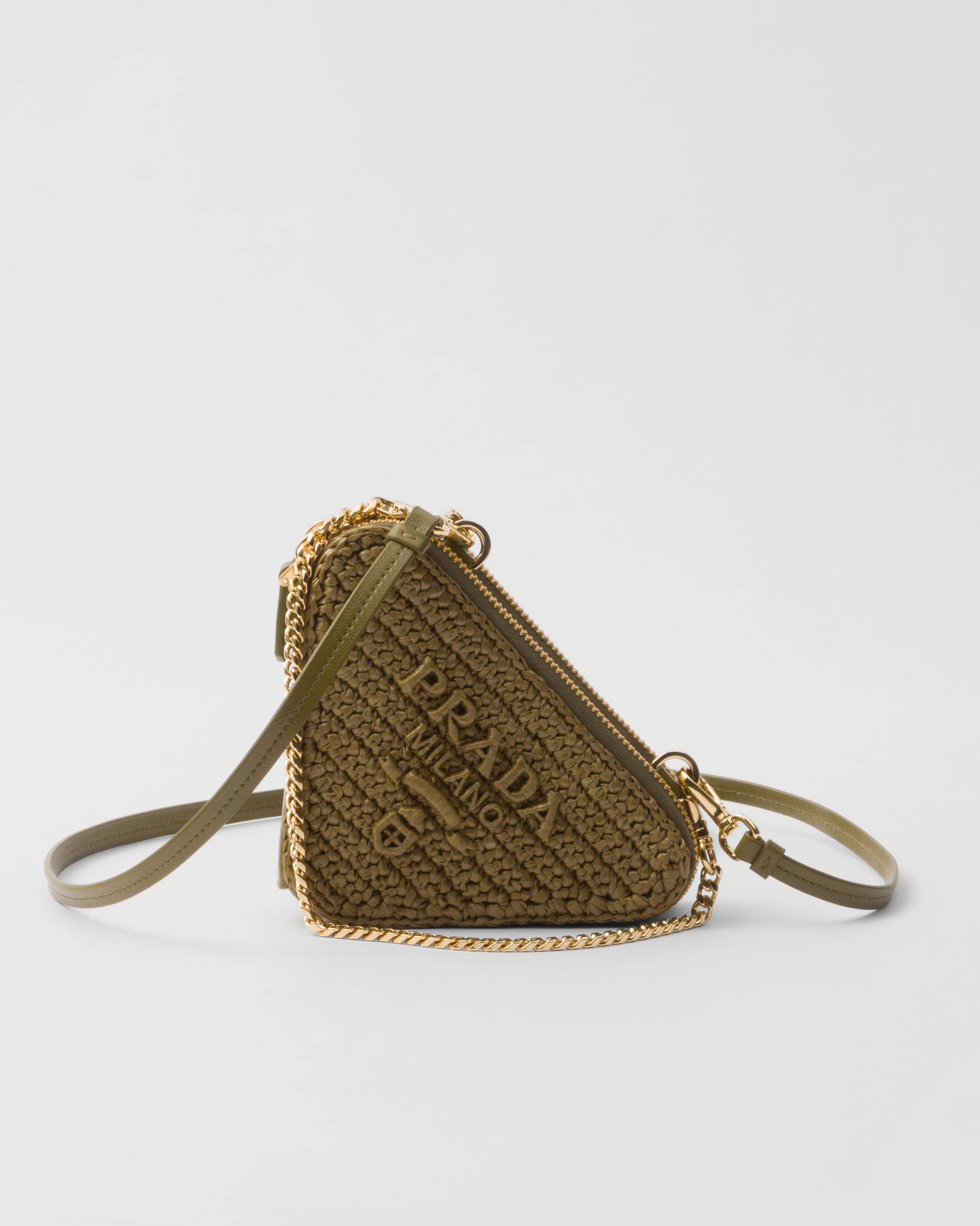 Prada Woven Fabric Mini-pouch In Olive Green