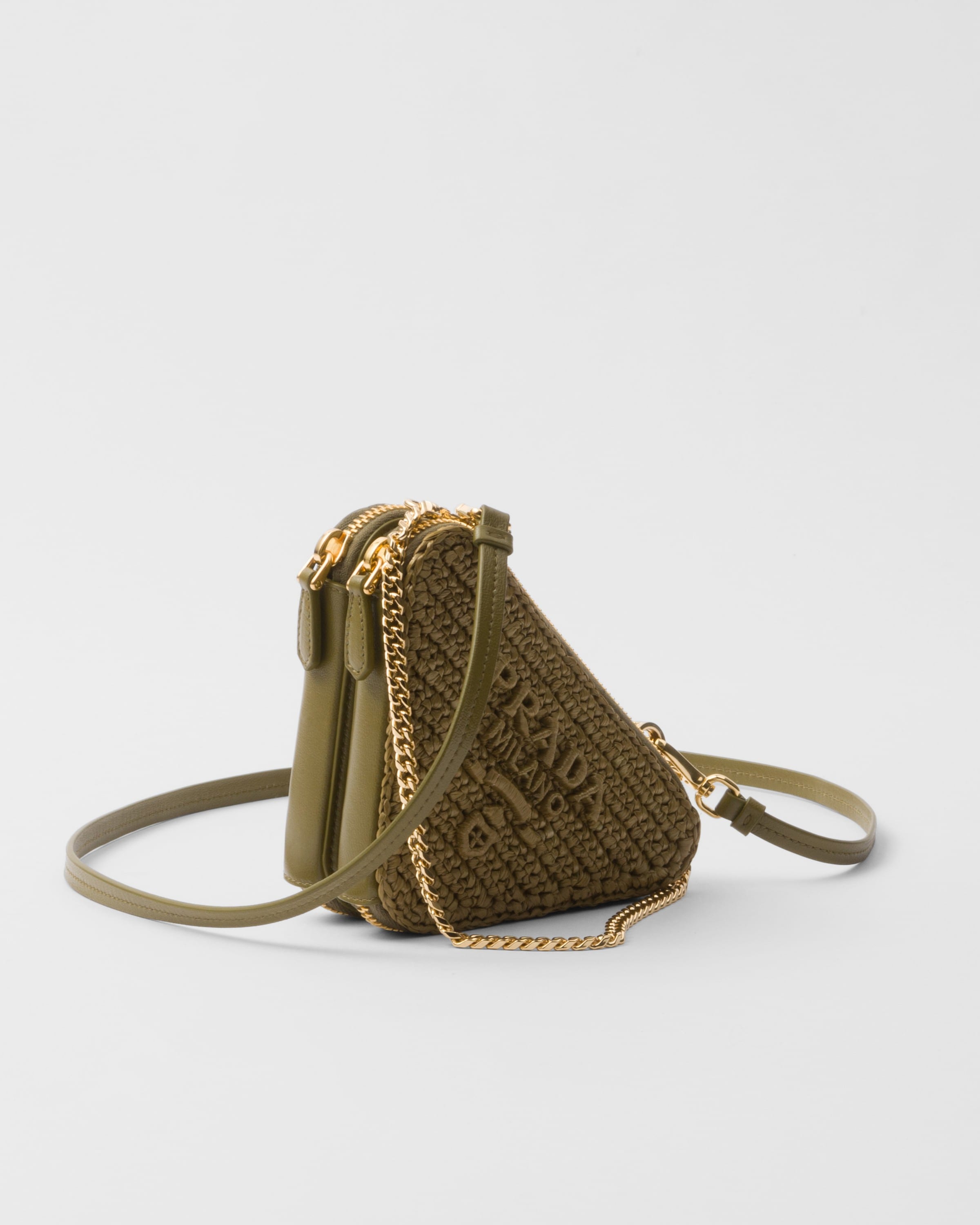 Shop Prada Mini-pouch Aus Webstoff In Olive Green