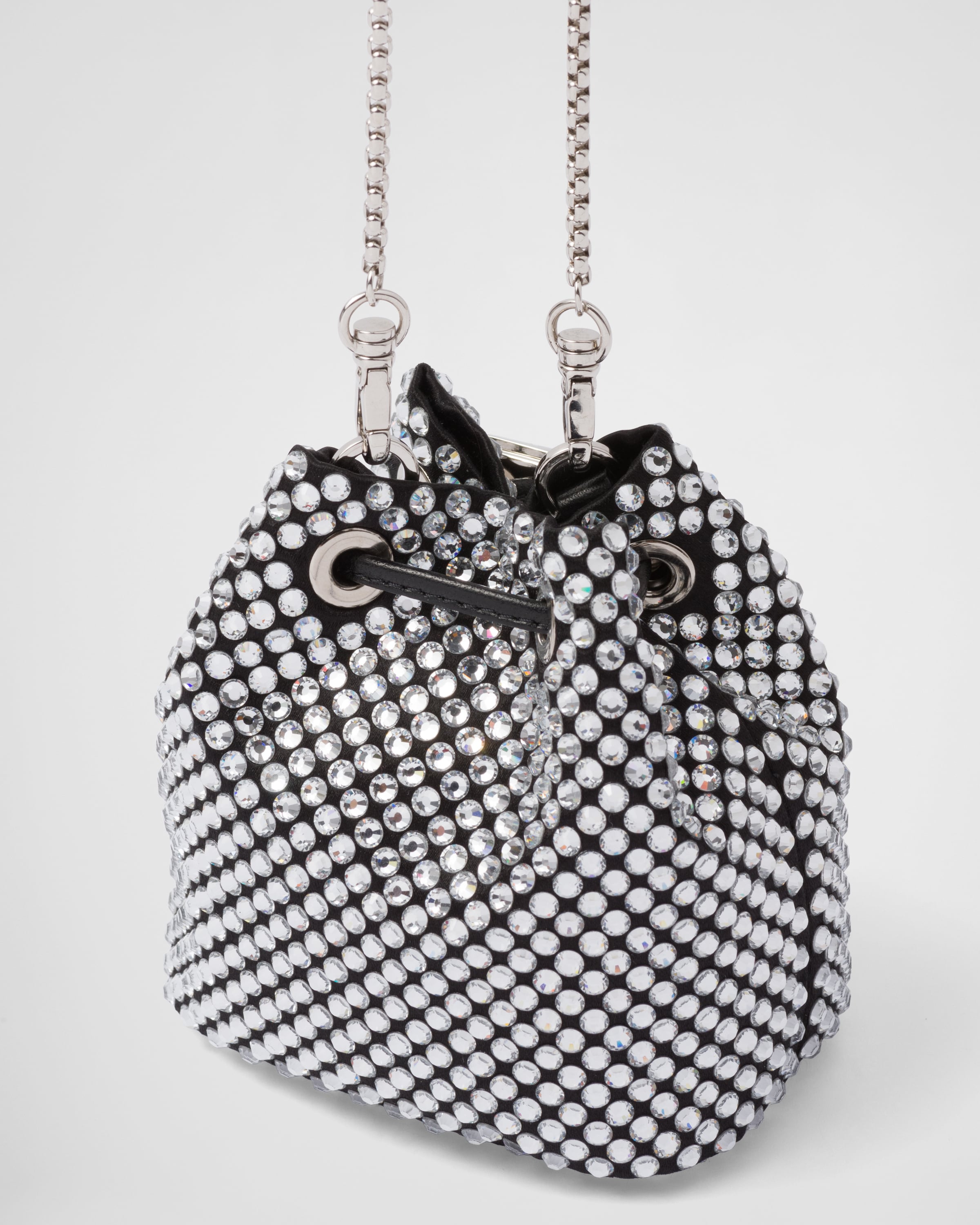 Crystal Embellished Satin Mini-pouch | PRADA