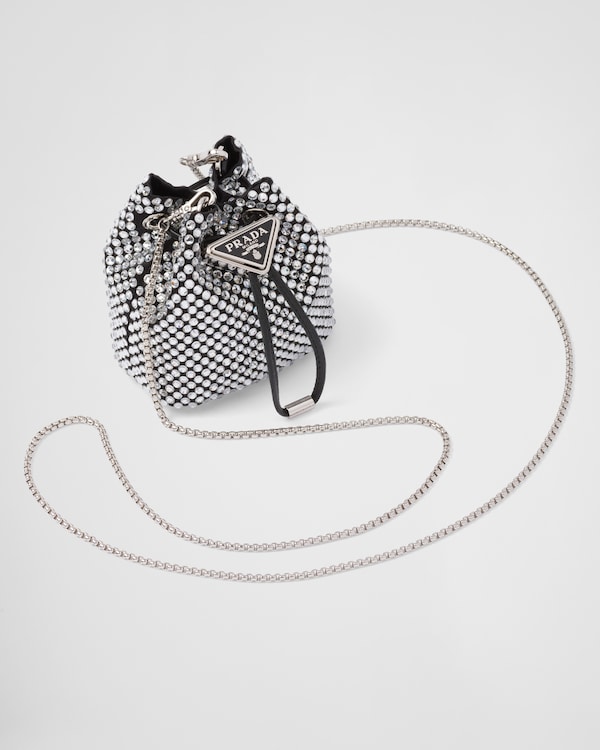 Crystal Embellished satin mini-pouch | PRADA