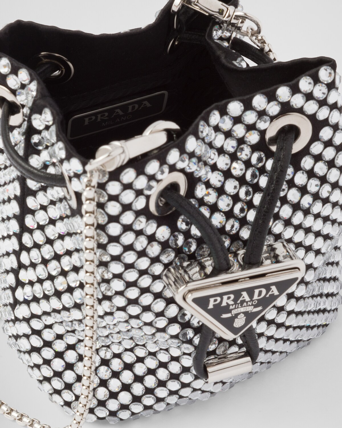 Pra Mini Pouch With Crystal Black Satin