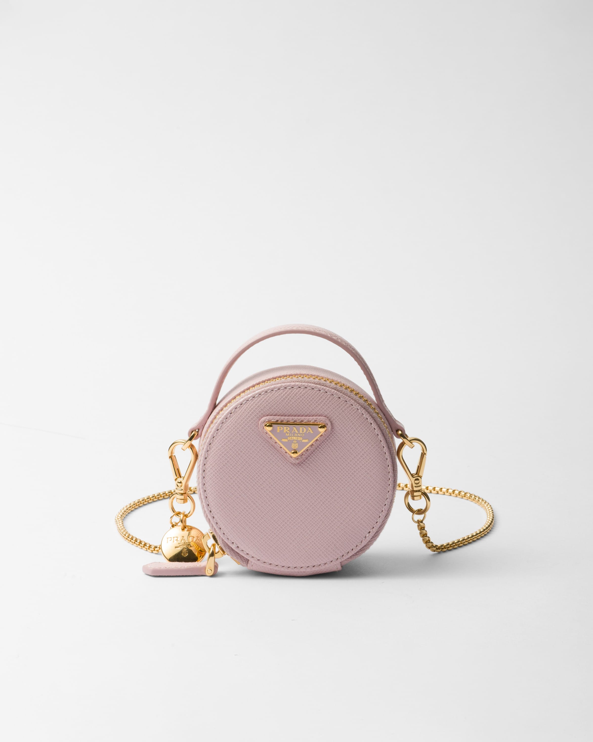 Alabaster Pink Saffiano Leather Mini pouch PRADA