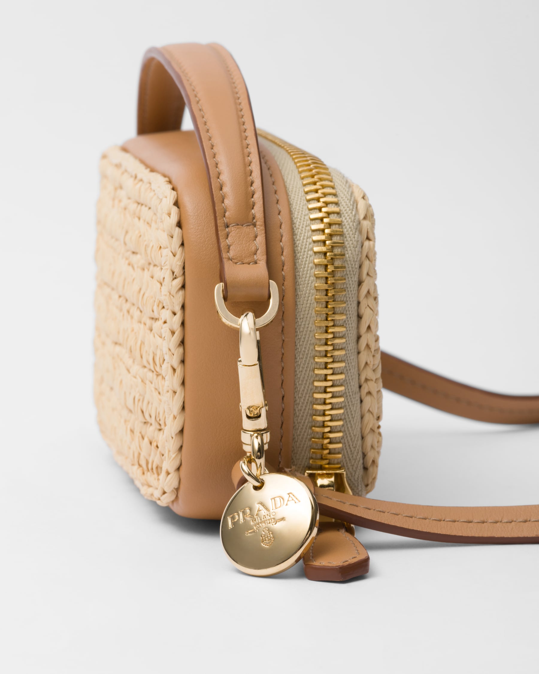 Natural Crochet And Leather Mini-pouch | PRADA - United States
