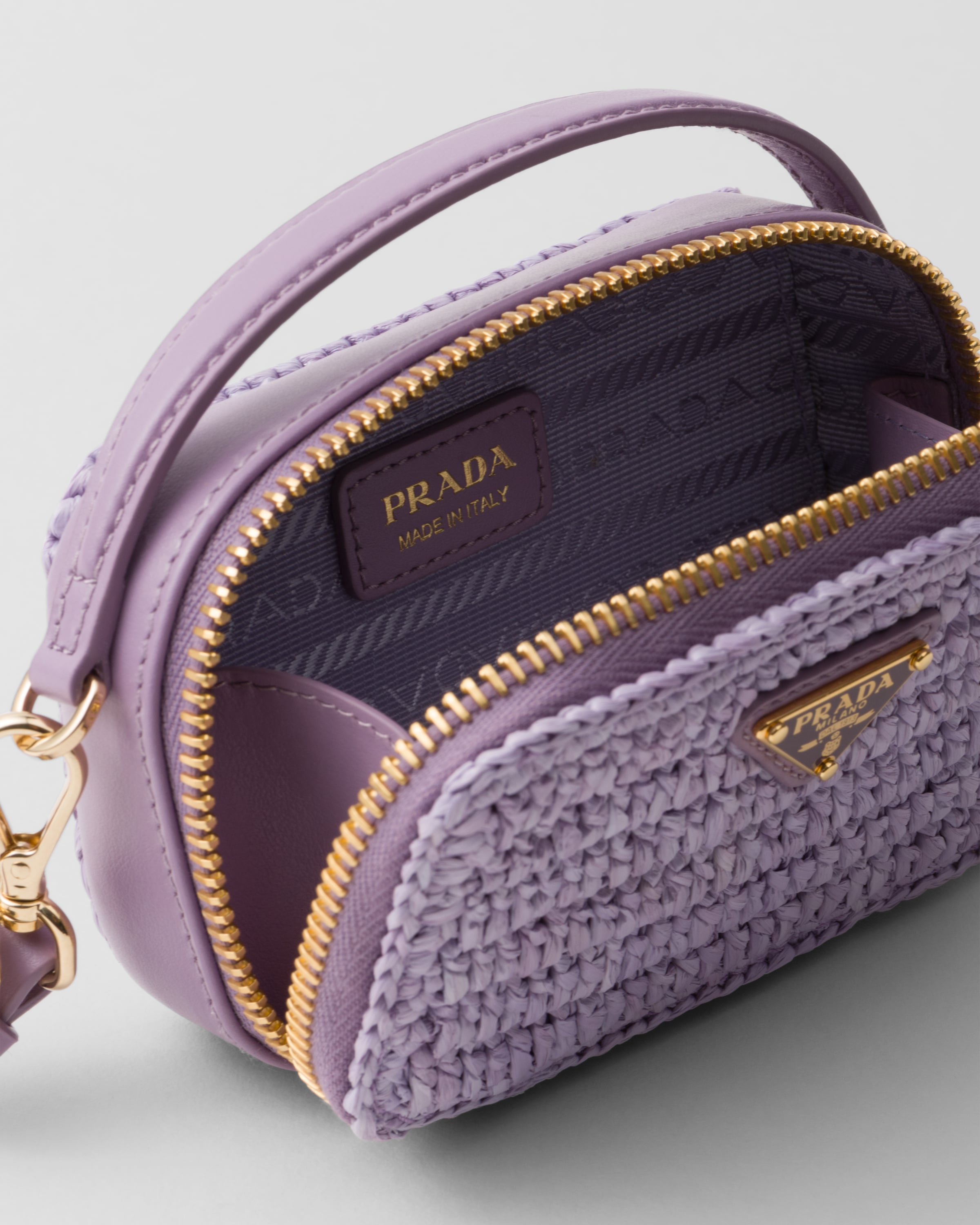 Lily Crochet and leather mini-pouch | PRADA