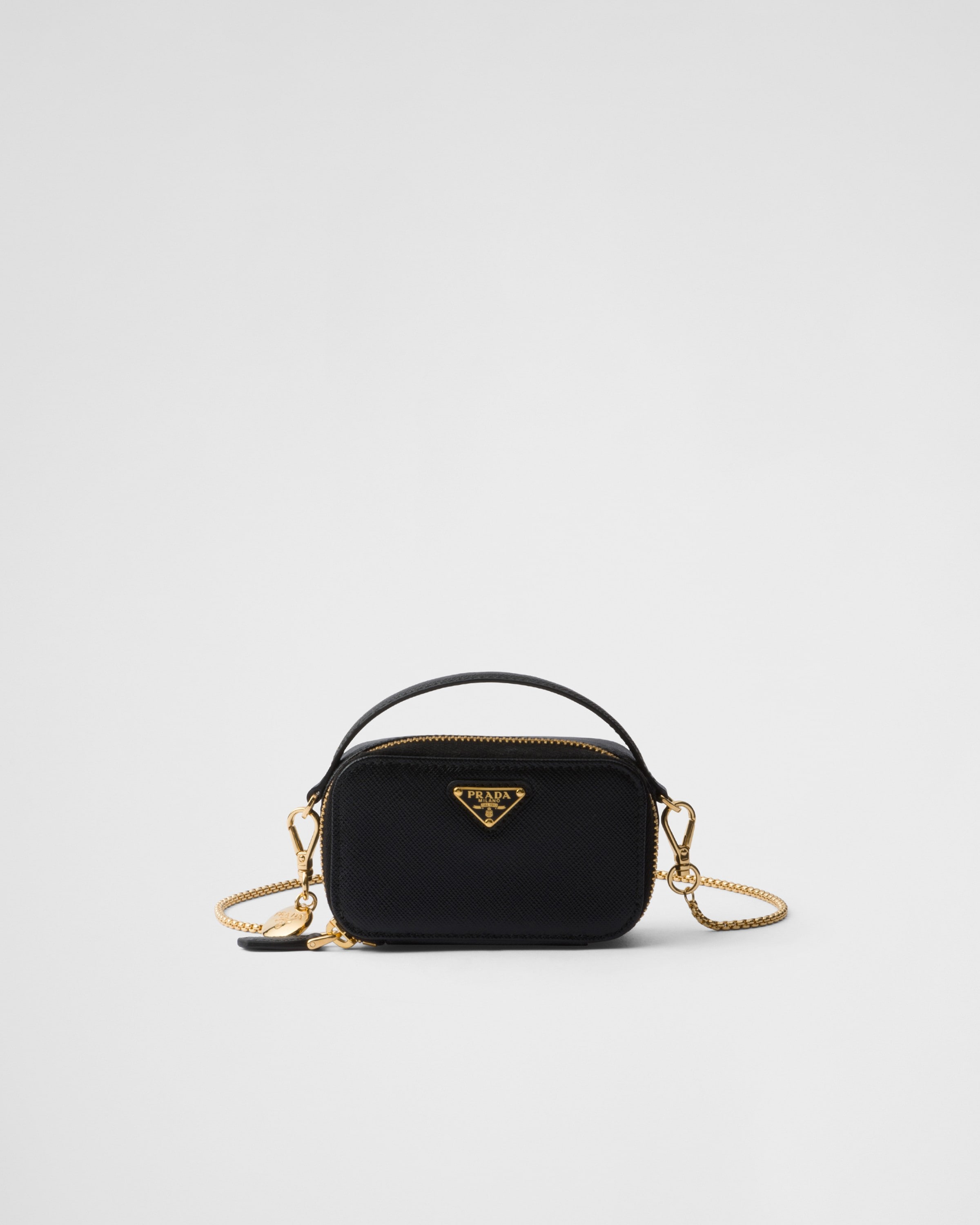 Prada Saffiano Leather Mini-pouch In Black