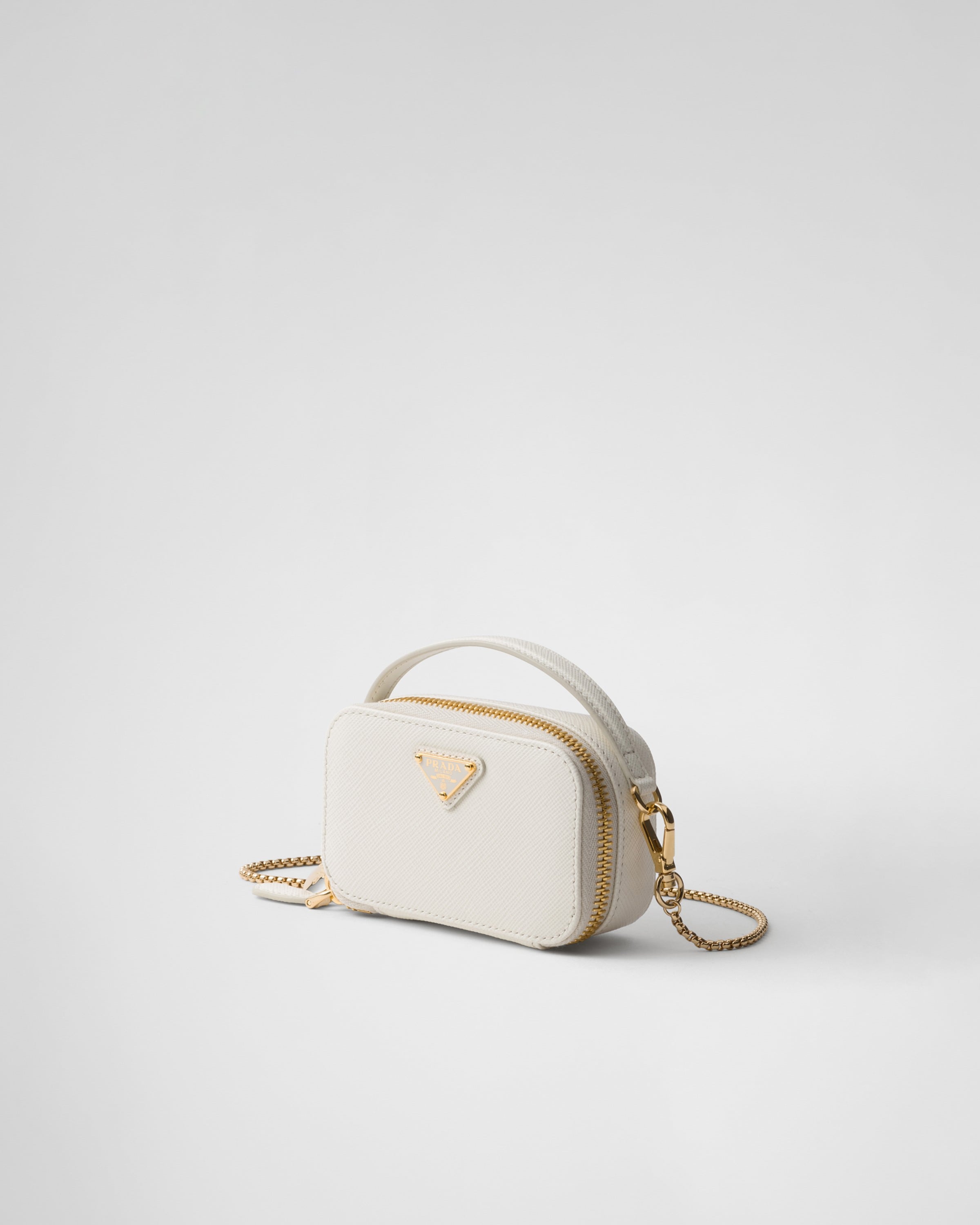 Shop Prada Mini-pouch Aus Saffiano-leder In White