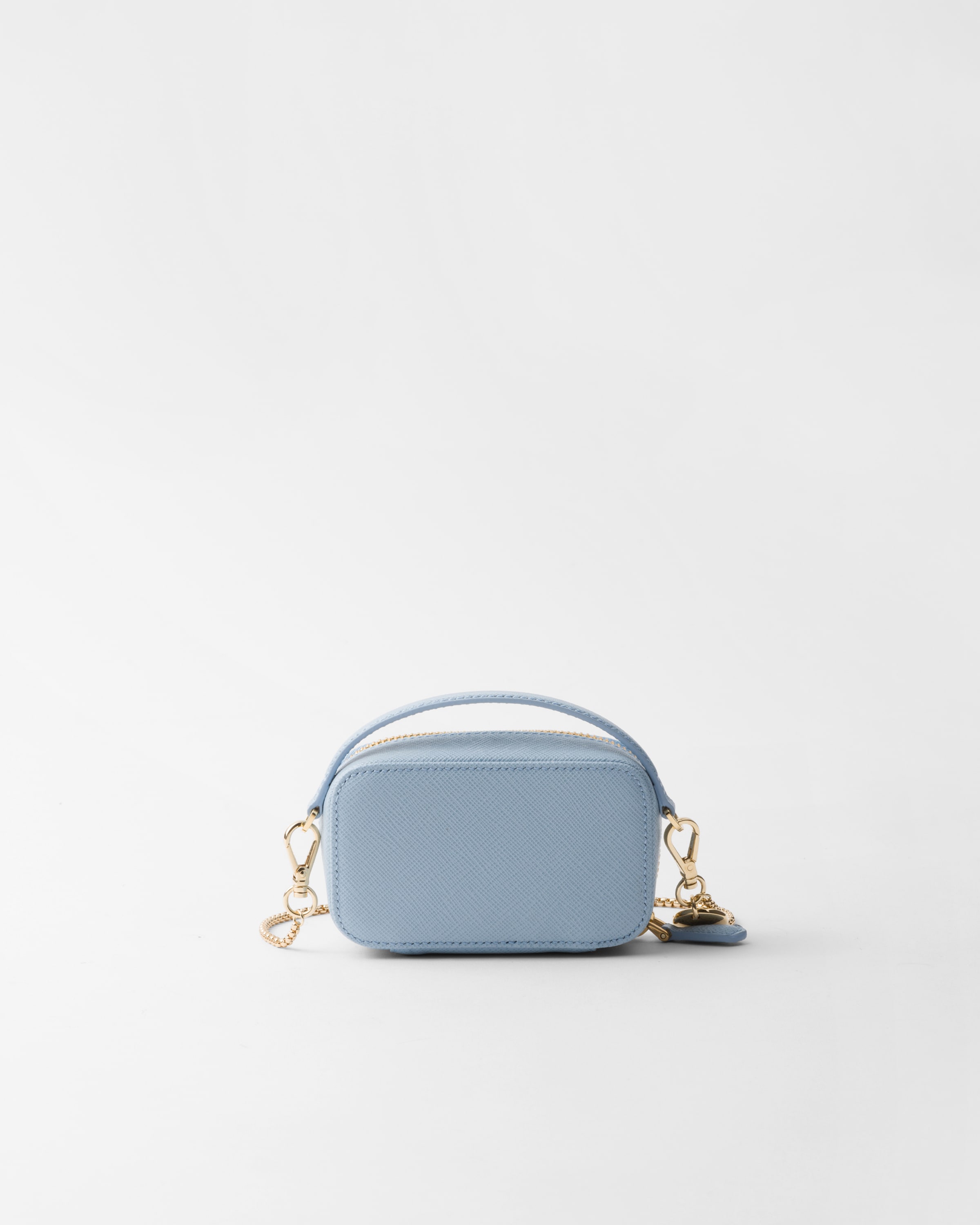 Light Blue Saffiano Leather Mini pouch PRADA