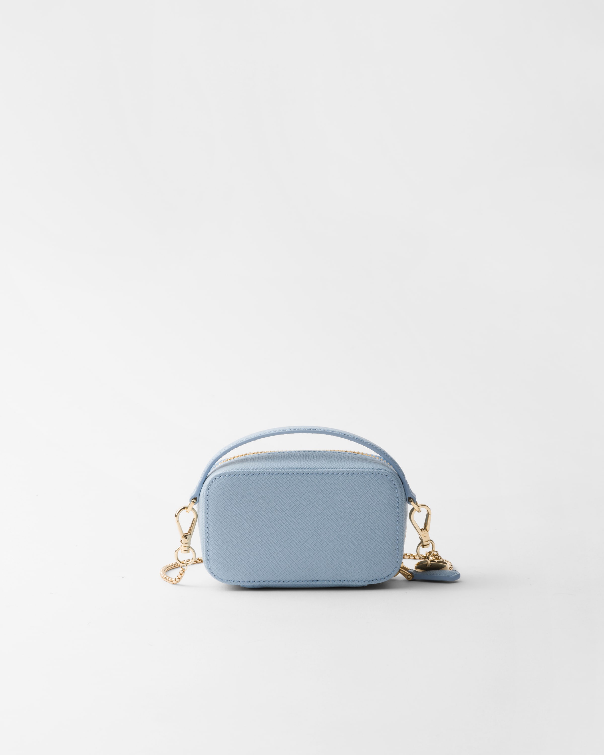 Shop Prada Mini-pouch Aus Saffiano-leder In Light Blue