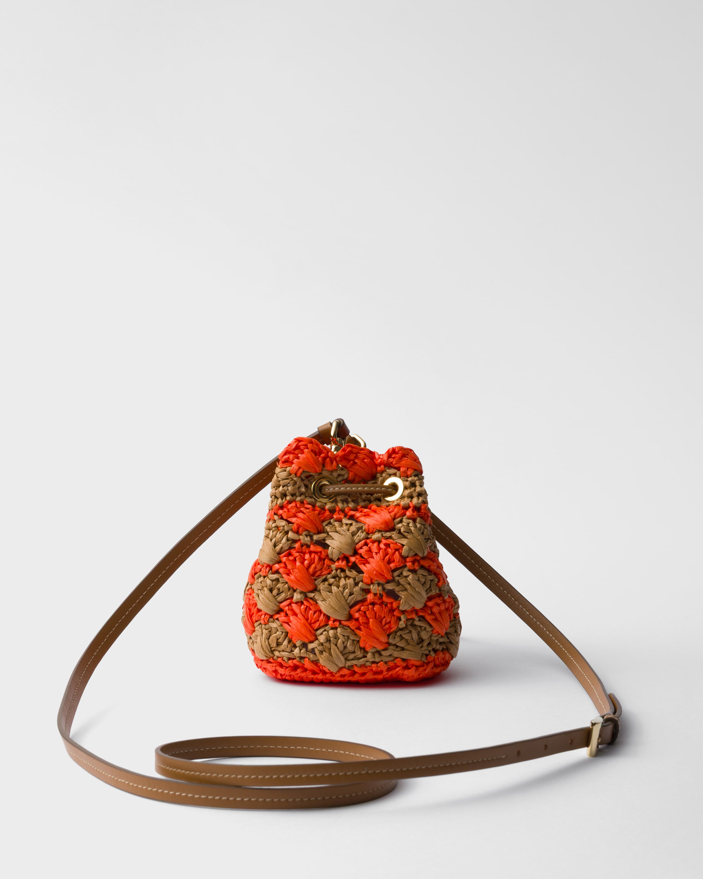 Orange/caramel Crochet Mini Pouch | PRADA