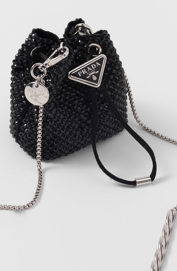 Satin mini-pouch with crystals Satin mini-pouch with crystals